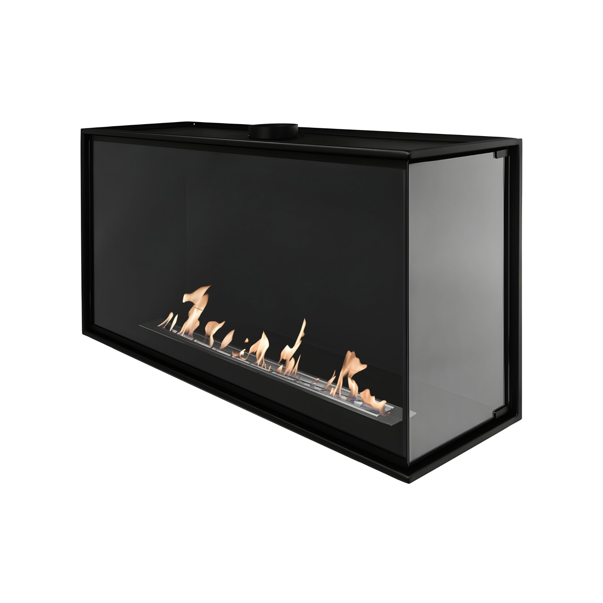 Corner Bio Ethanol Built-in Fireplace Left 100 CM With Full Glass