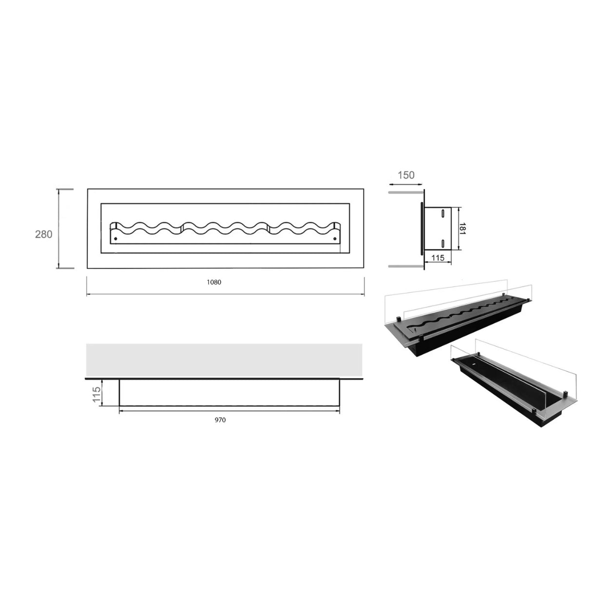 INSERT BIO ETHANOL INBOUWBRANDER 108 CM