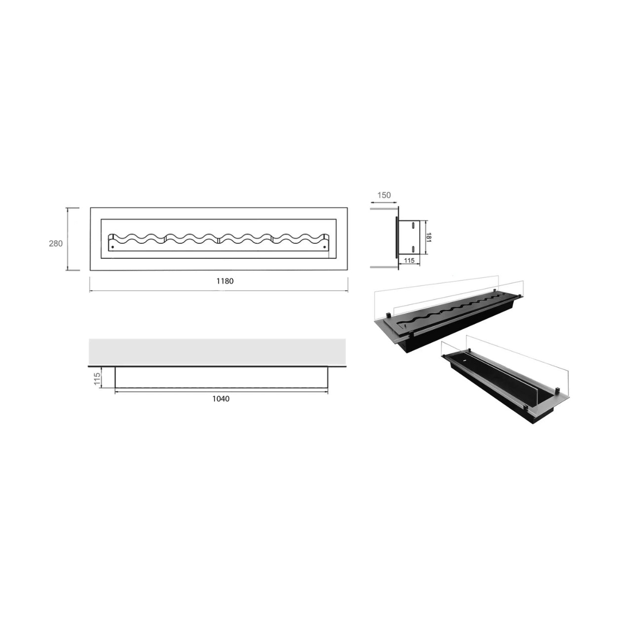 INSERT BIO ETHANOL INBOUWBRANDER 118 CM