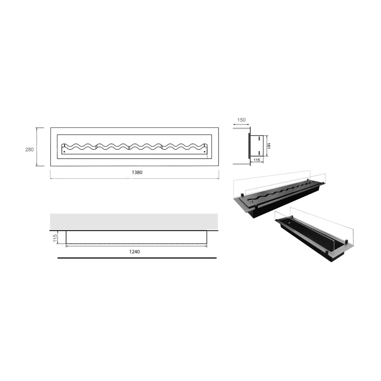 INSERT BIO ETHANOL INBOUWBRANDER 138 CM