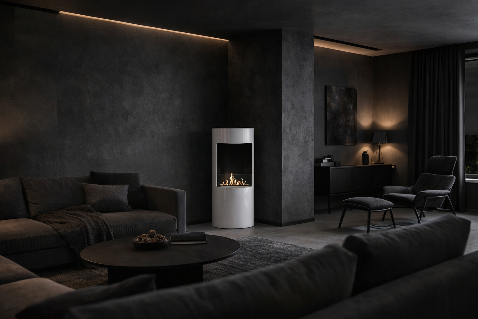 Lomanian White Bio-Ethanol Freestanding Fireplace