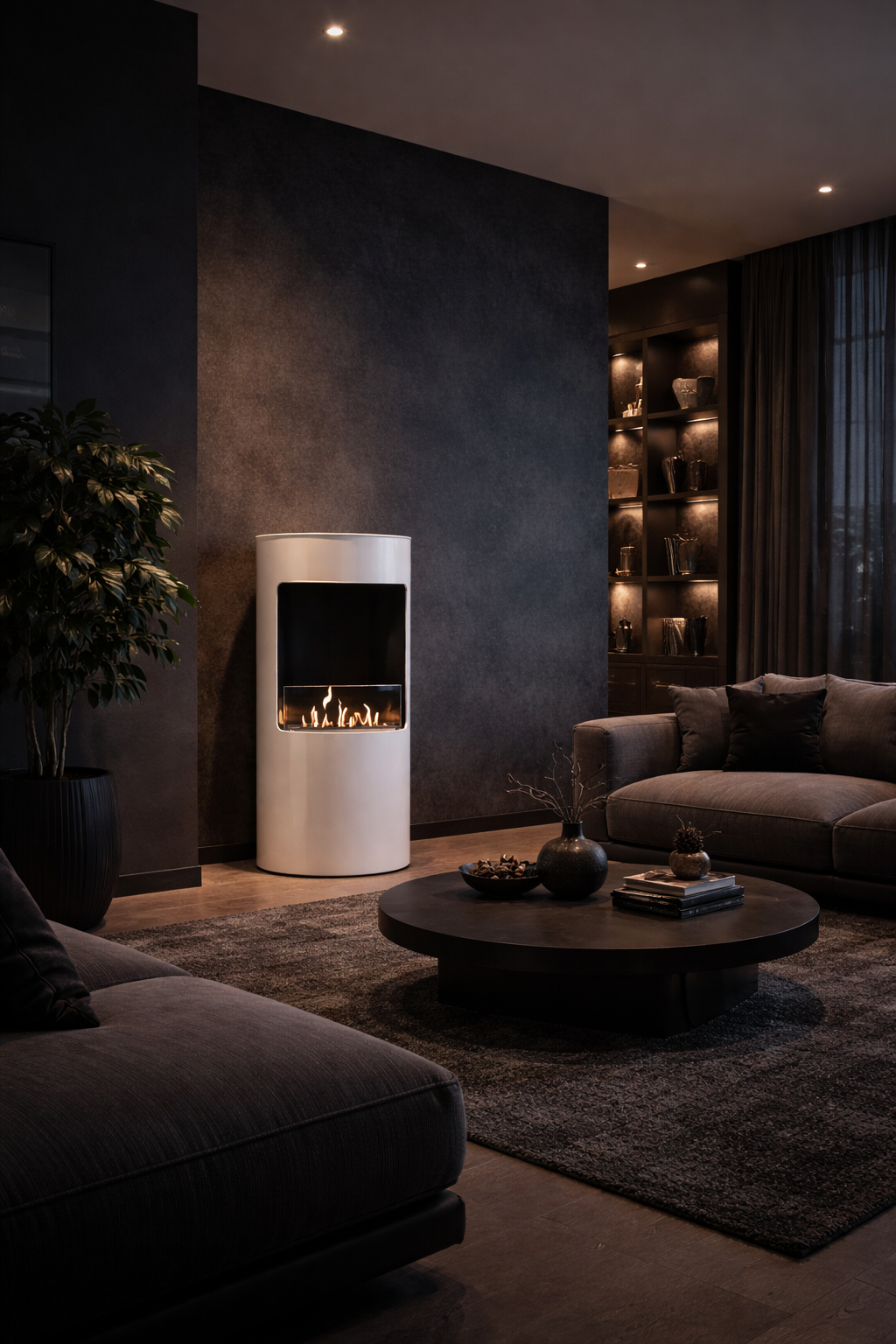 Lomanian White Bio-Ethanol Freestanding Fireplace