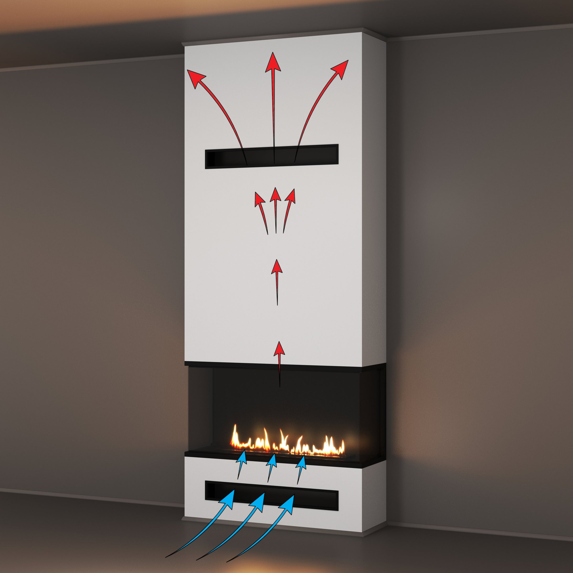 Made Driezijdig Inbouwhaard Volle Glas 100 cm