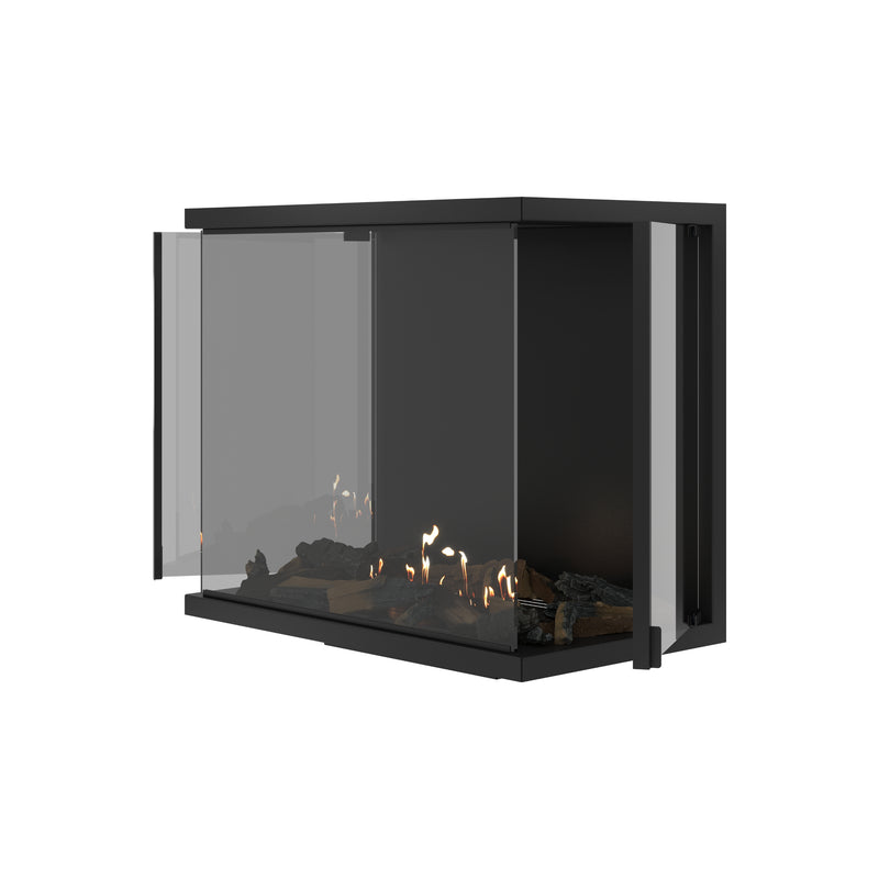 Made Driezijdig Inbouwhaard Volle Glas 70 cm