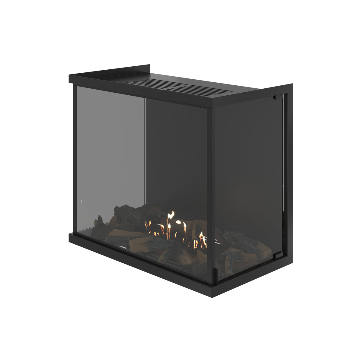 Made Driezijdig Inbouwhaard Volle Glas 70 cm