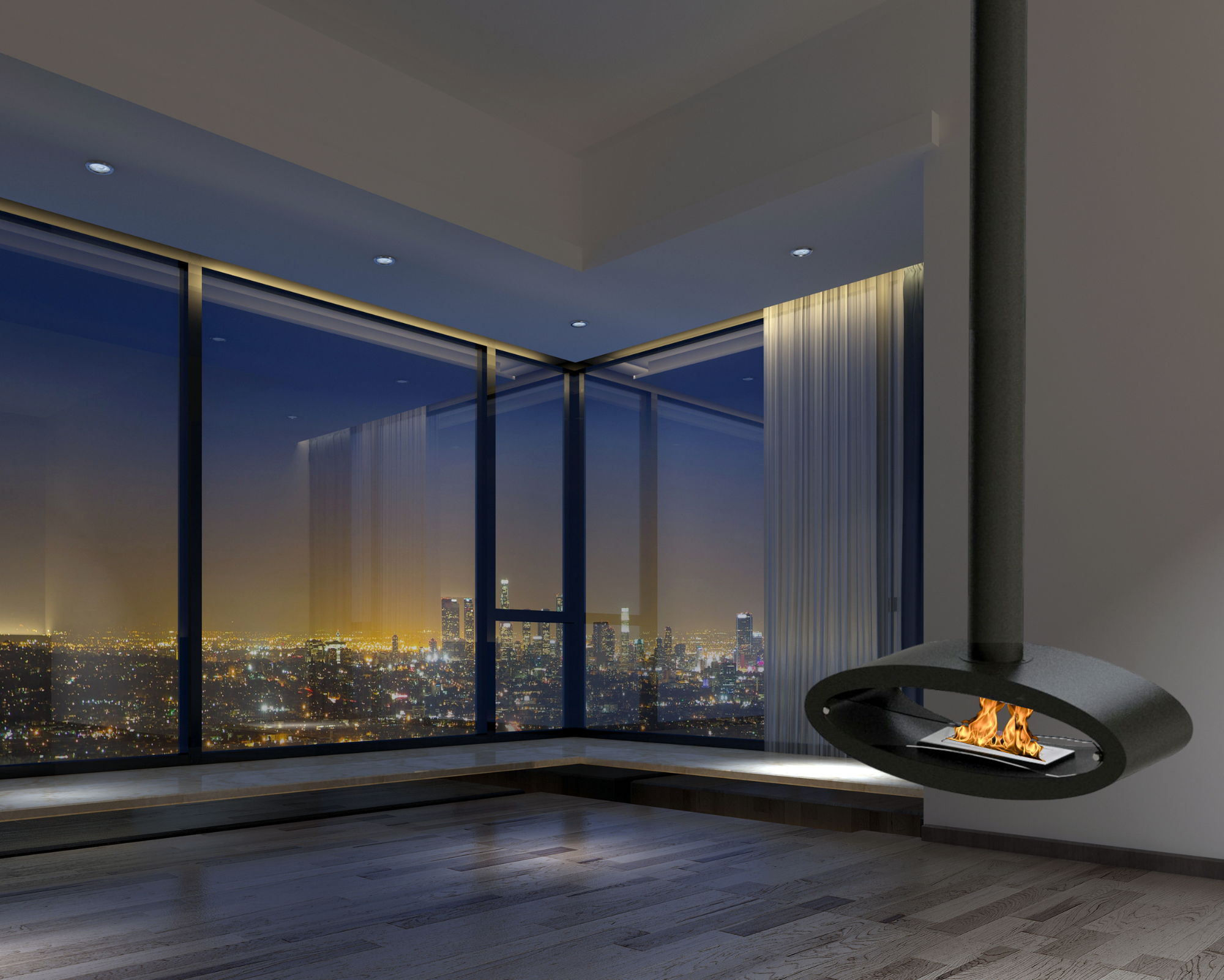 Malema Luxury Black Bio Ceiling Fireplace 112 cm