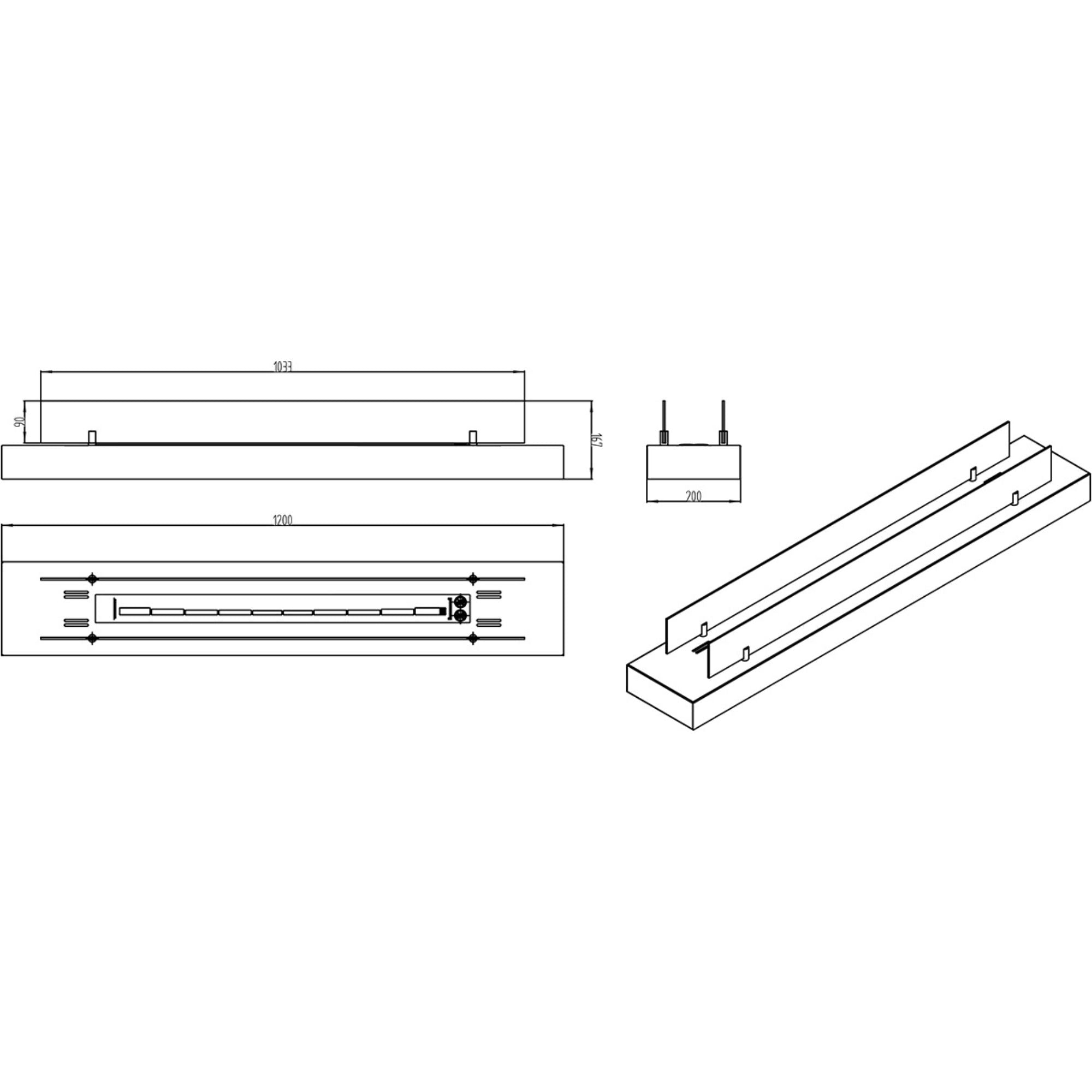 Maron Bio Ethanol Inzetbrander - Tafelhaard 120 cm