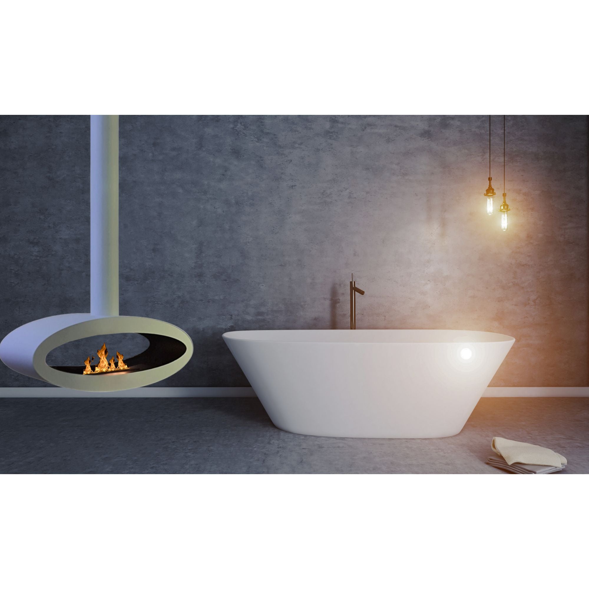 Meru Tube White Bio Ceiling Fireplace 80 cm