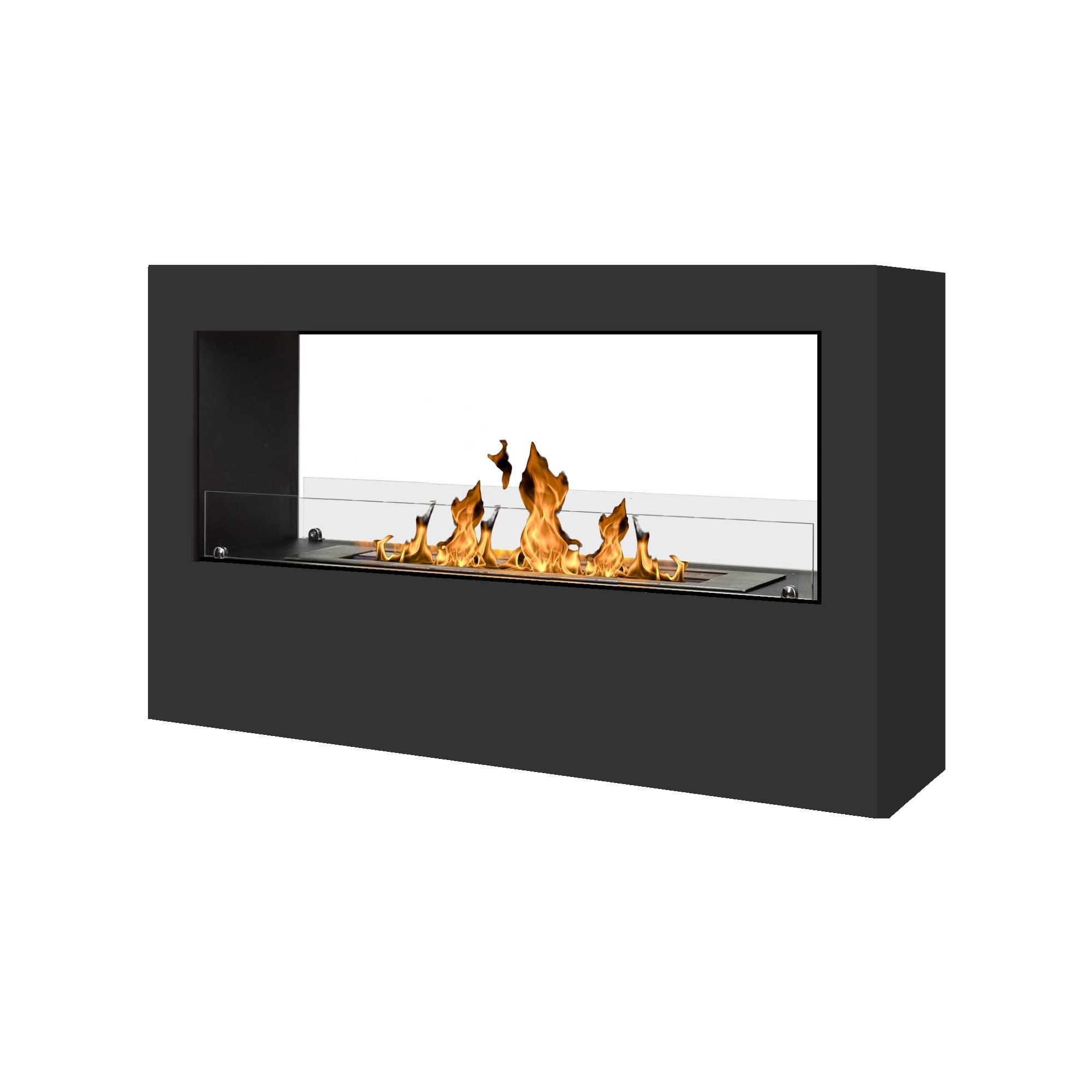 Moranian Black Bio-Ethanol Freestanding See-Through Fireplace 120 CM