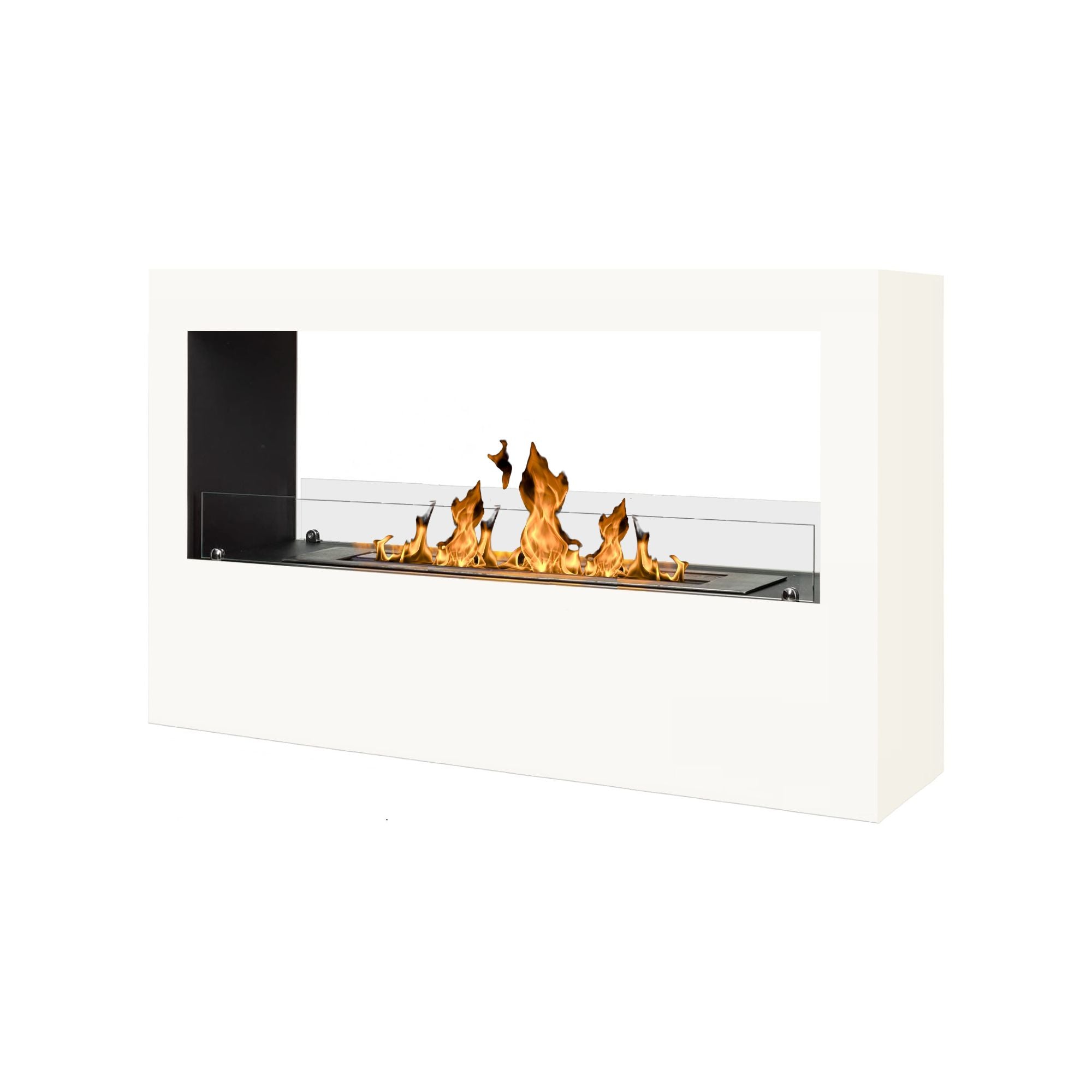 Moranian White Bio-Ethanol Freestanding See-Through Fireplace 120 CM