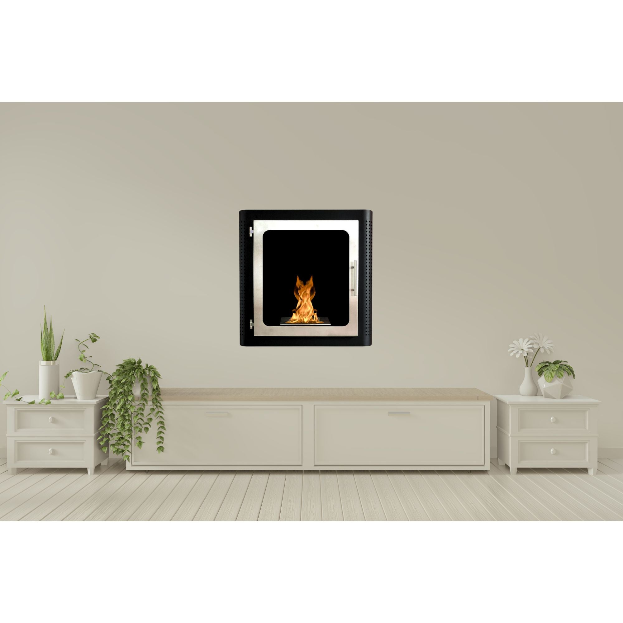 Nano Bio Ethanol Wall Fireplace With Glass Door