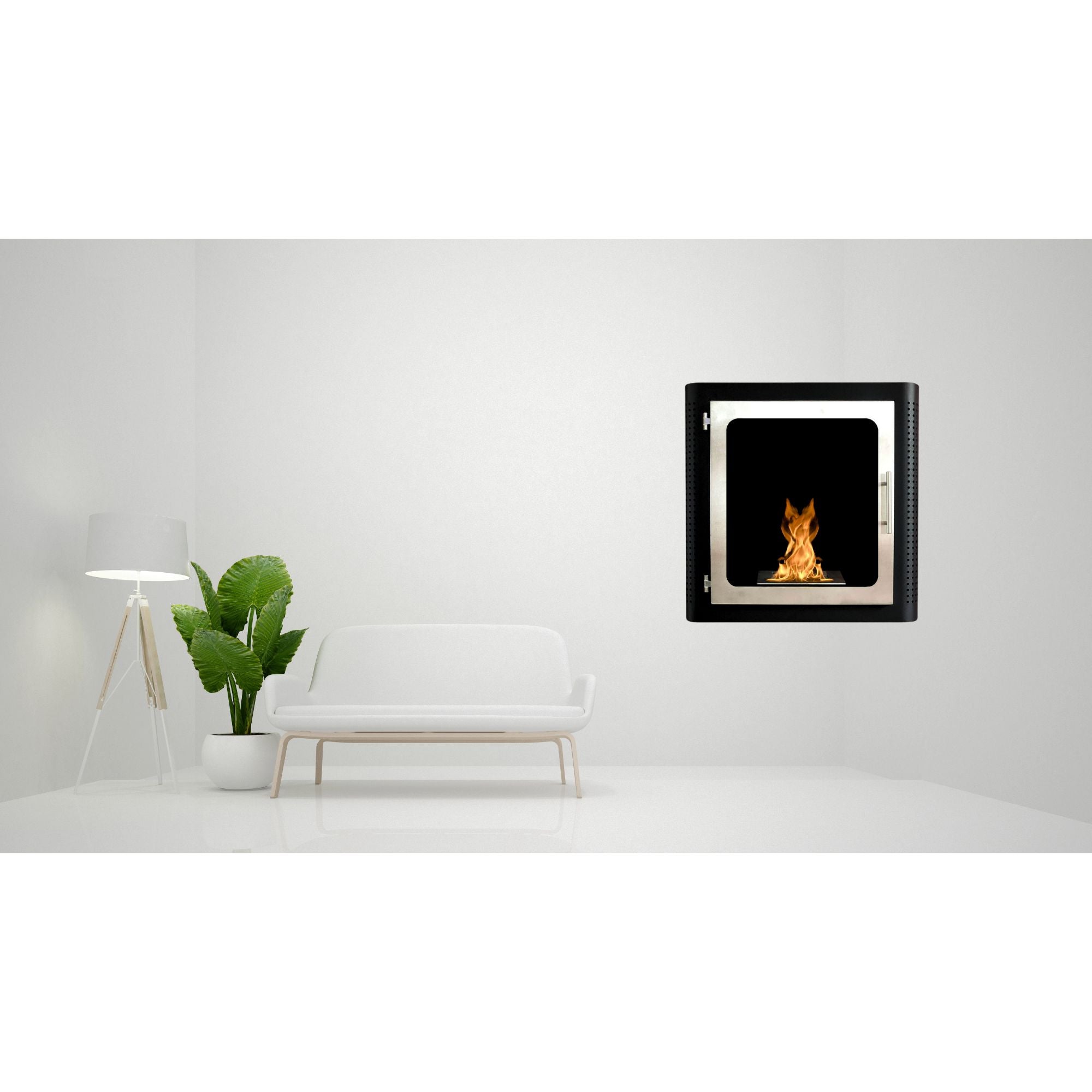 Nano Bio Ethanol Wall Fireplace With Glass Door