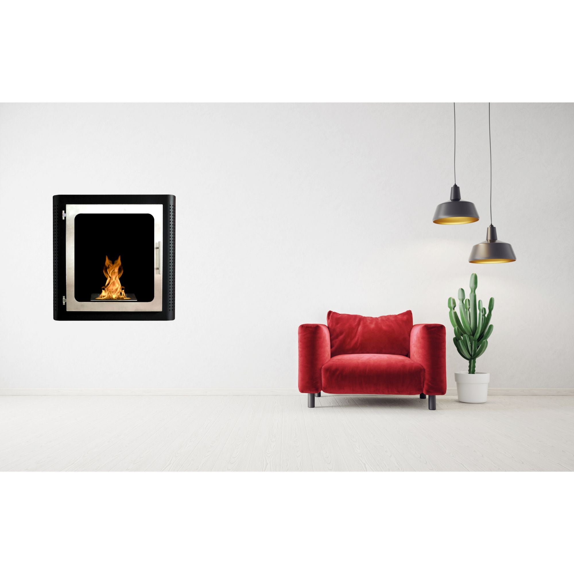 Nano Bio Ethanol Wall Fireplace With Glass Door