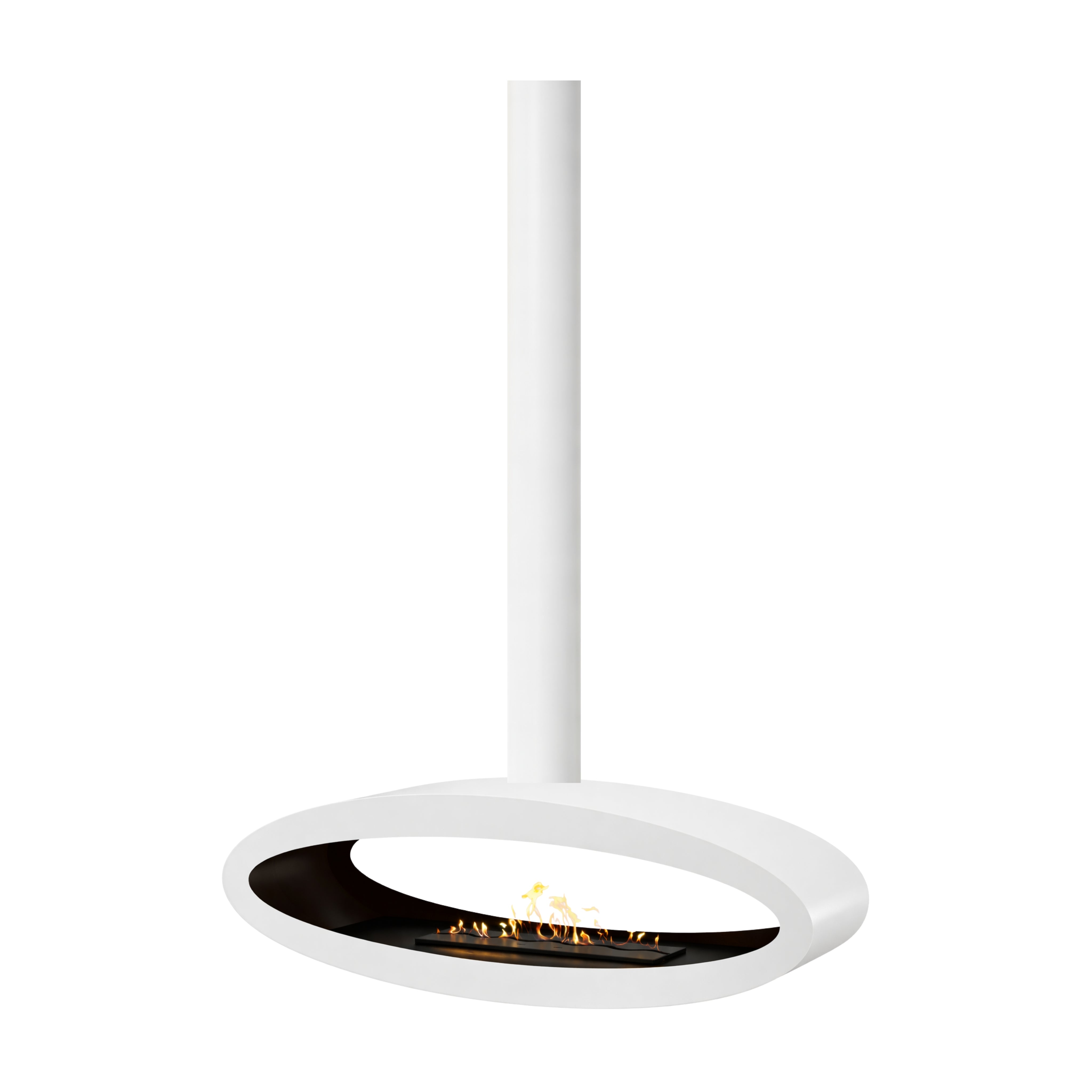 Meru Tube White Bio Ceiling Fireplace 112 cm