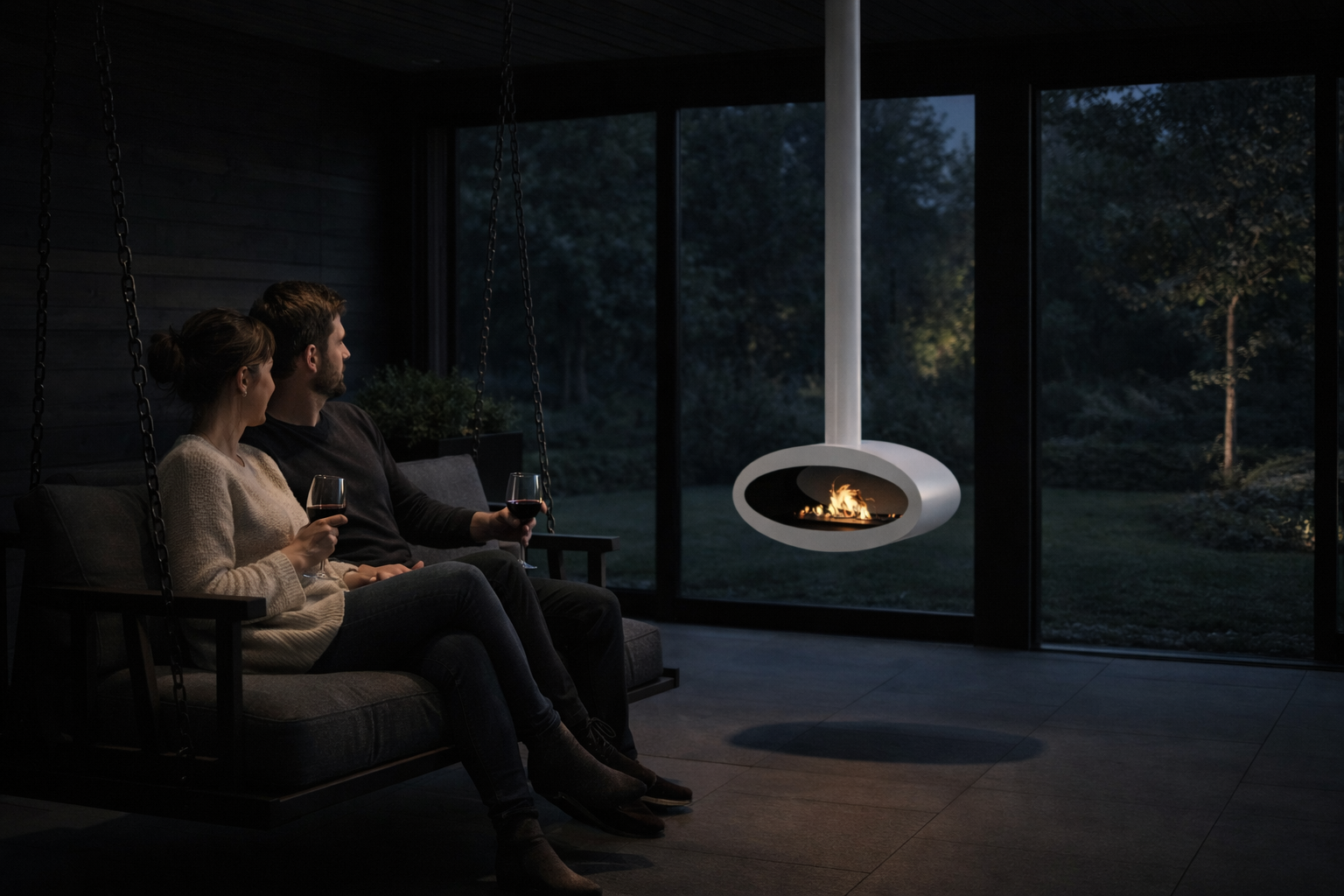 Ova Tube Wit Doorkijk Plafondhaard 80 cm