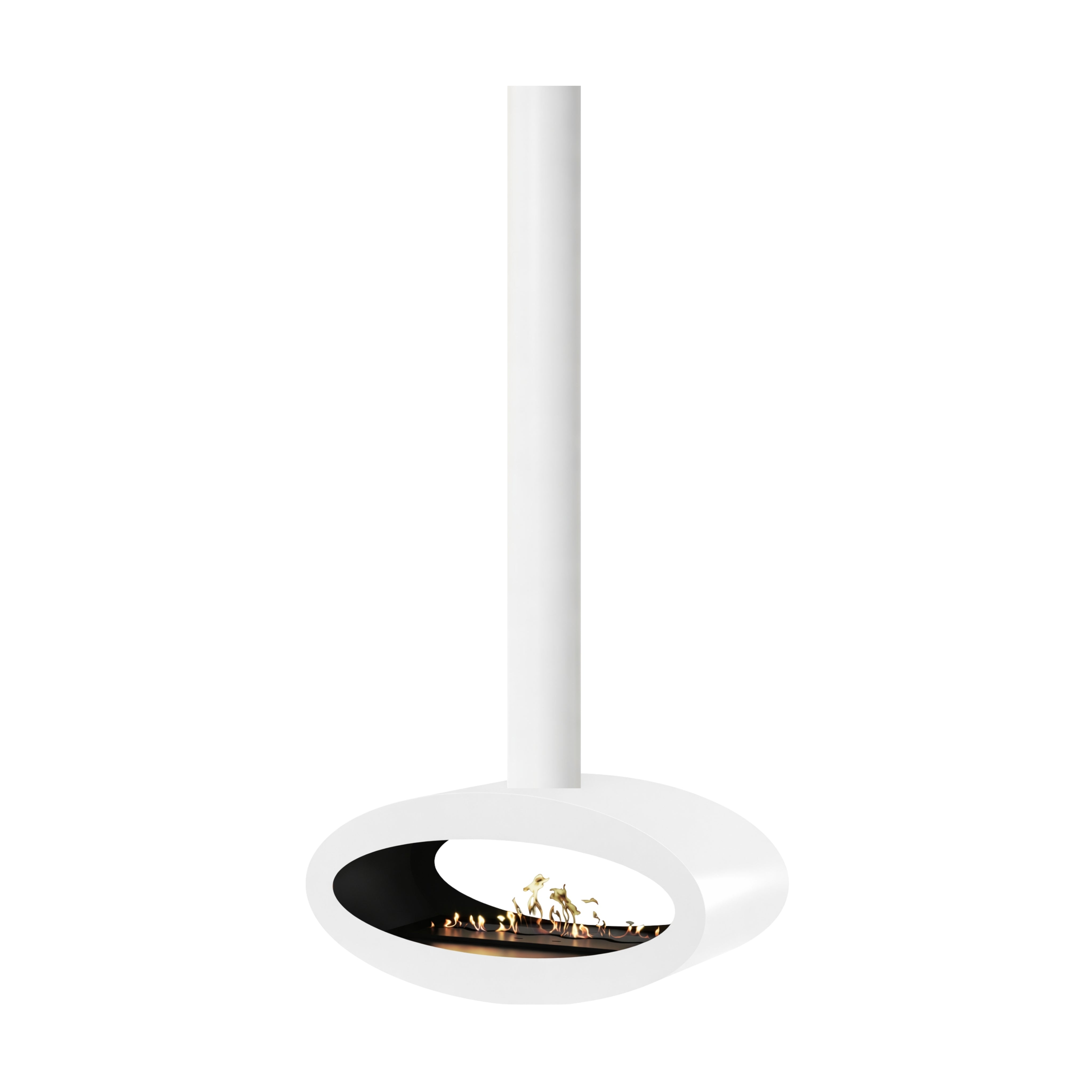 Meru Tube White Bio Ceiling Fireplace 80 cm