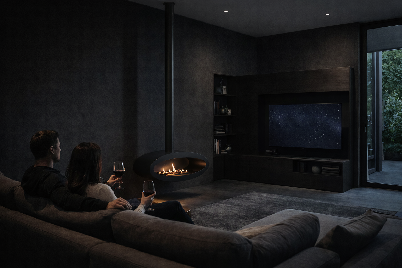 Ova Tube Zwart Doorkijk Plafondhaard 100 cm