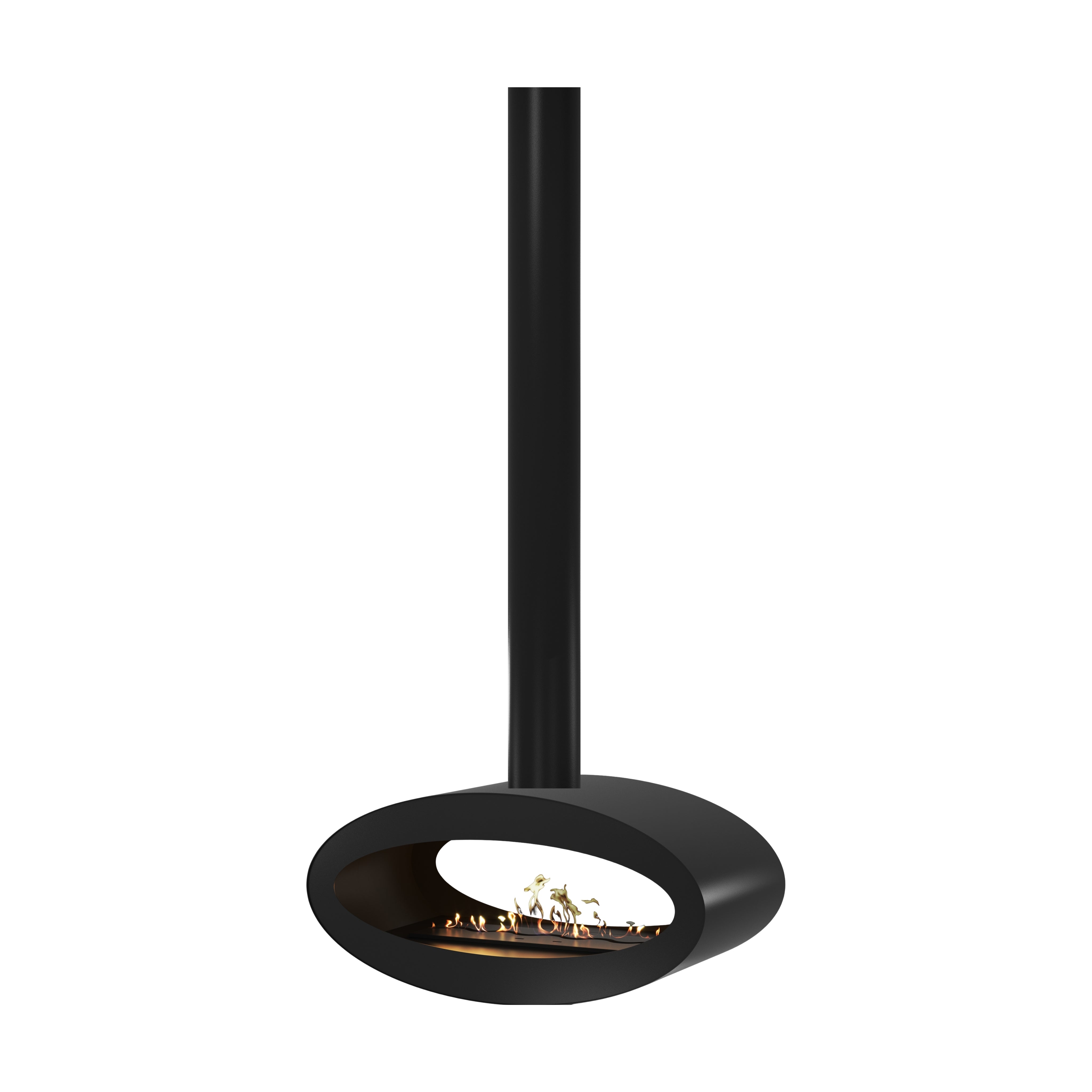 Meru Tube Black Bio Ceiling Fireplace 80 cm