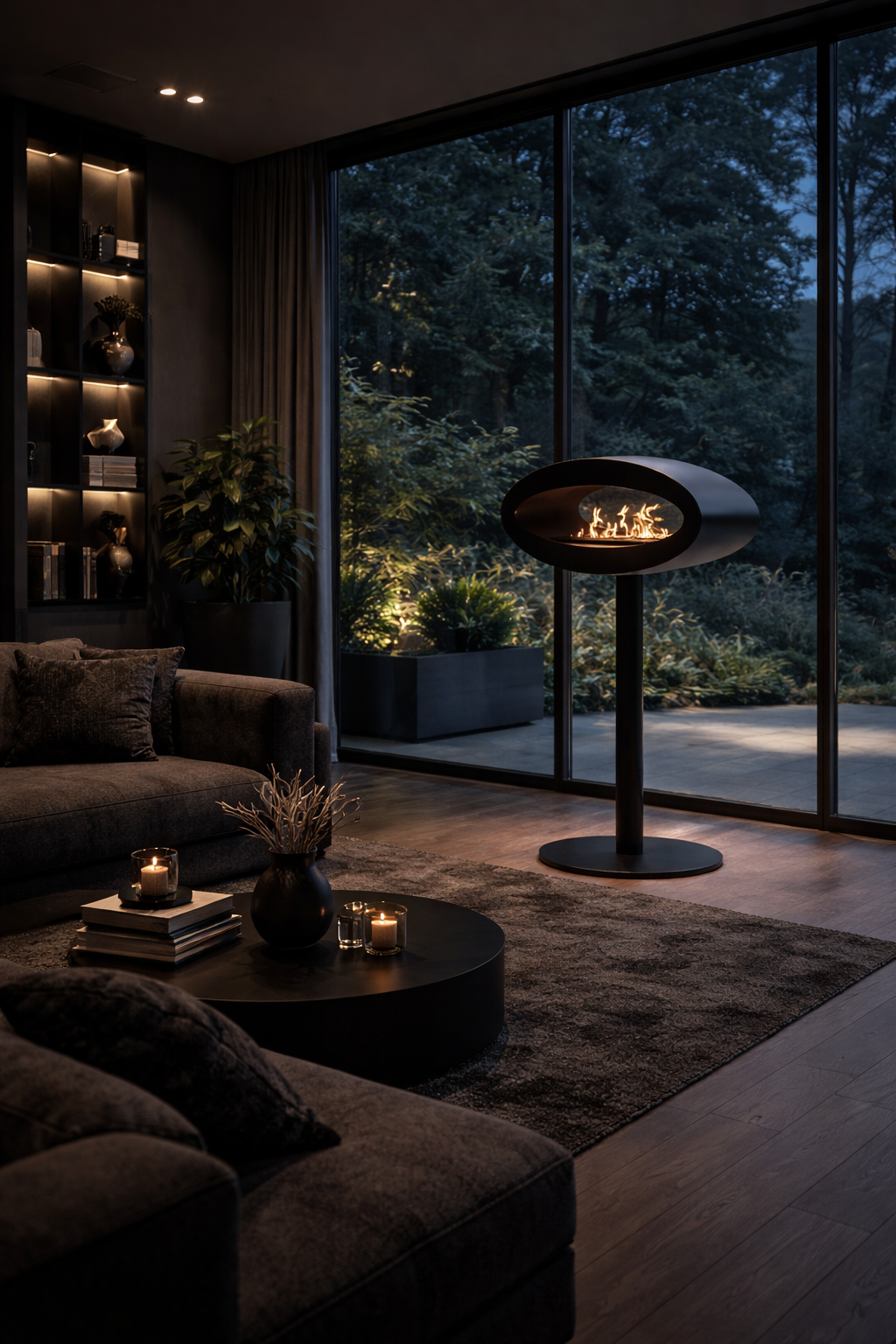 Ova Zwart Vrijstaand Doorkijkhaard D80 cm