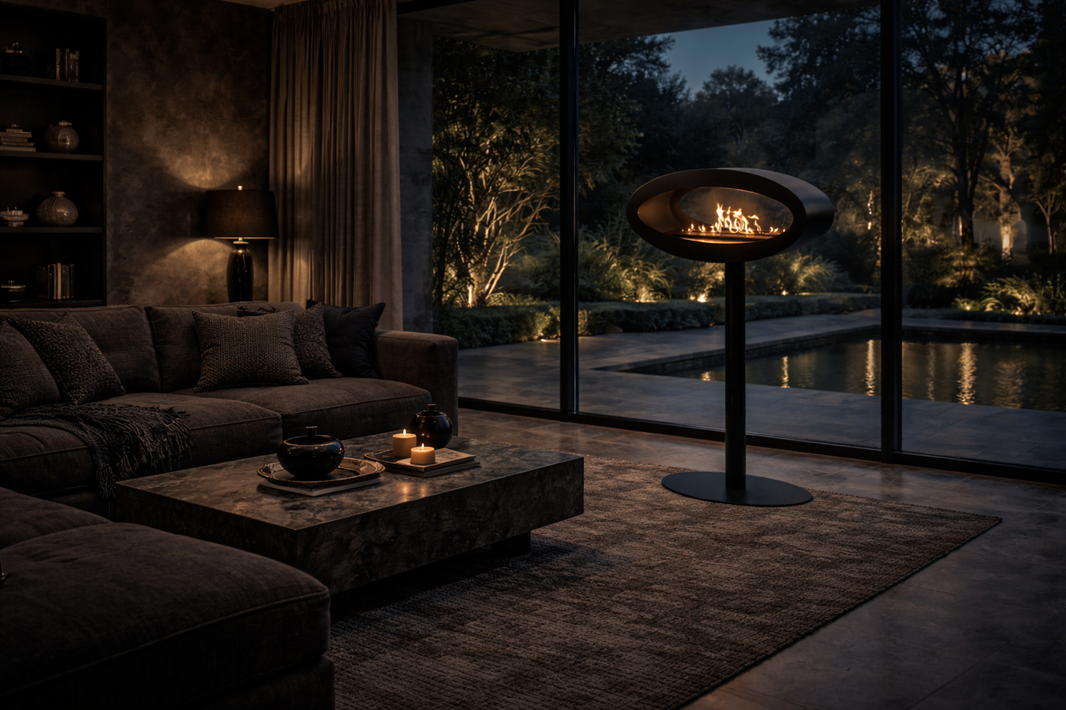 Ova Zwart Vrijstaand Doorkijkhaard D80 cm