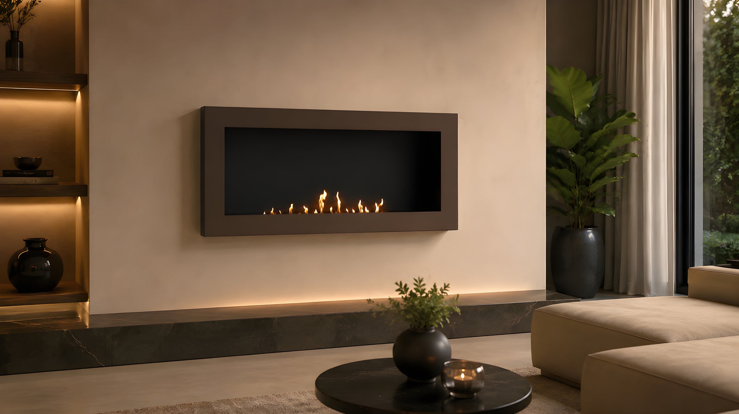 Rea Bio ethanol Inbouw - Wandhaard Bruin 90 cm
