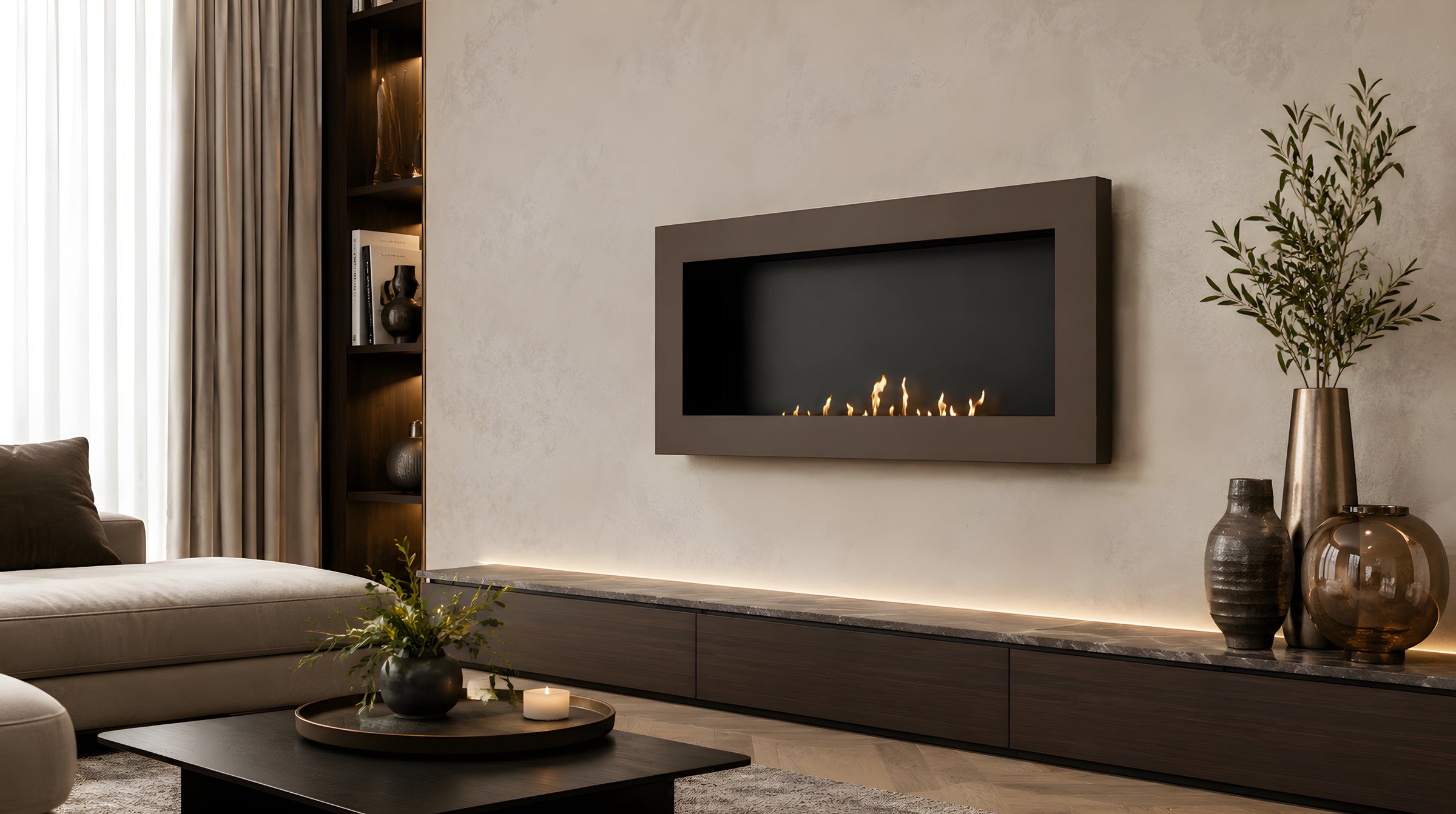 Rea Bio ethanol Inbouw - Wandhaard Bruin 90 cm
