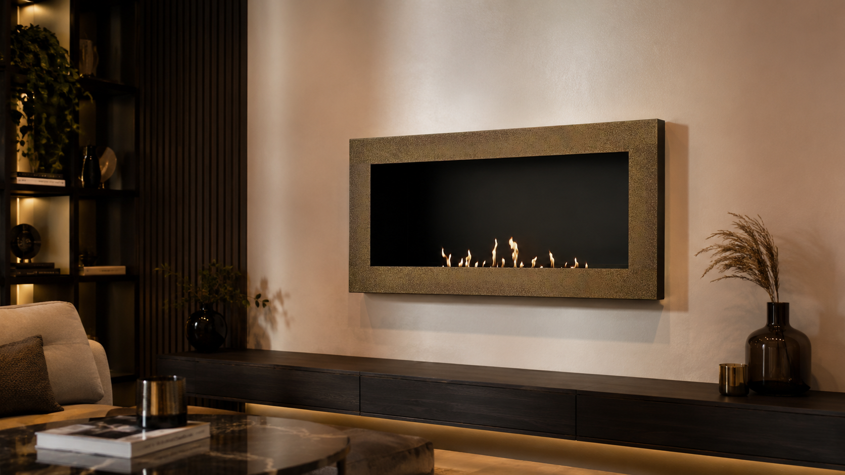 Rea Bio ethanol Inbouw - Wandhaard Goud 90 cm