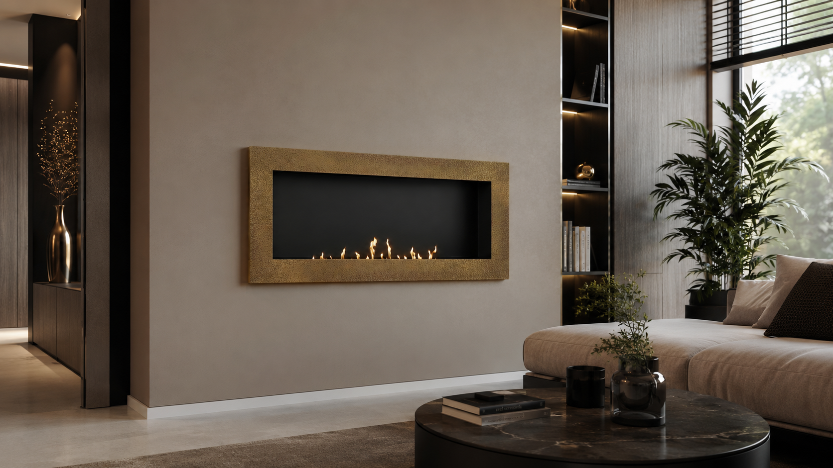 Rea Bio ethanol Inbouw - Wandhaard Goud 90 cm