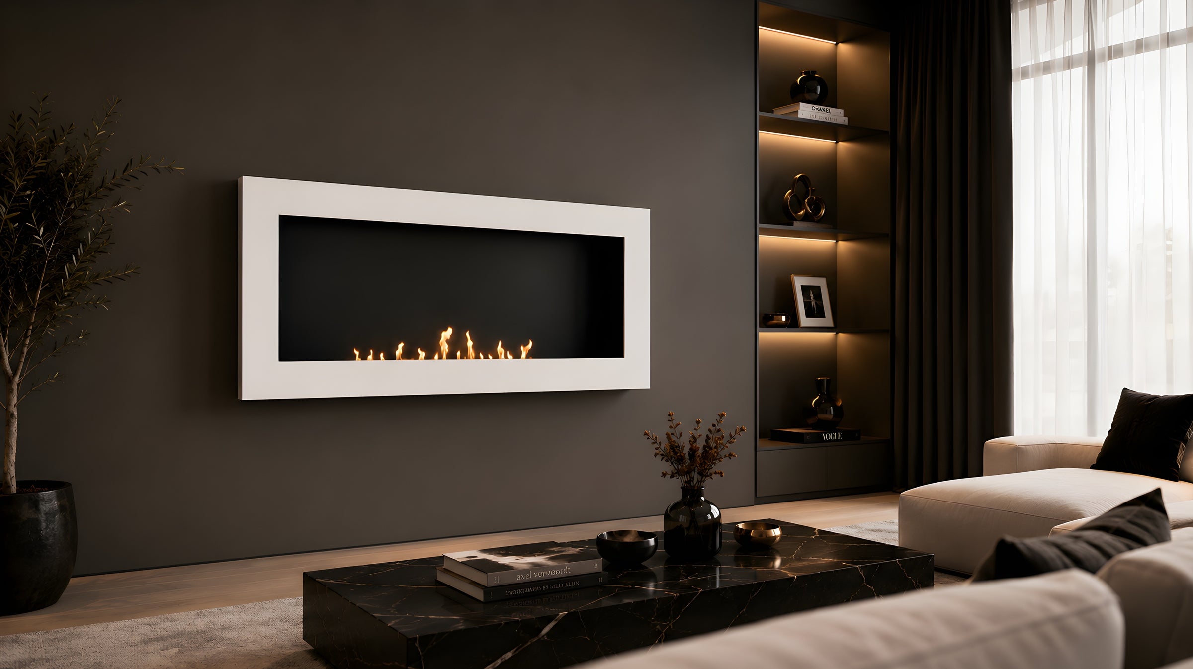 Rea Bio ethanol Inbouw - Wandhaard Wit 90 cm