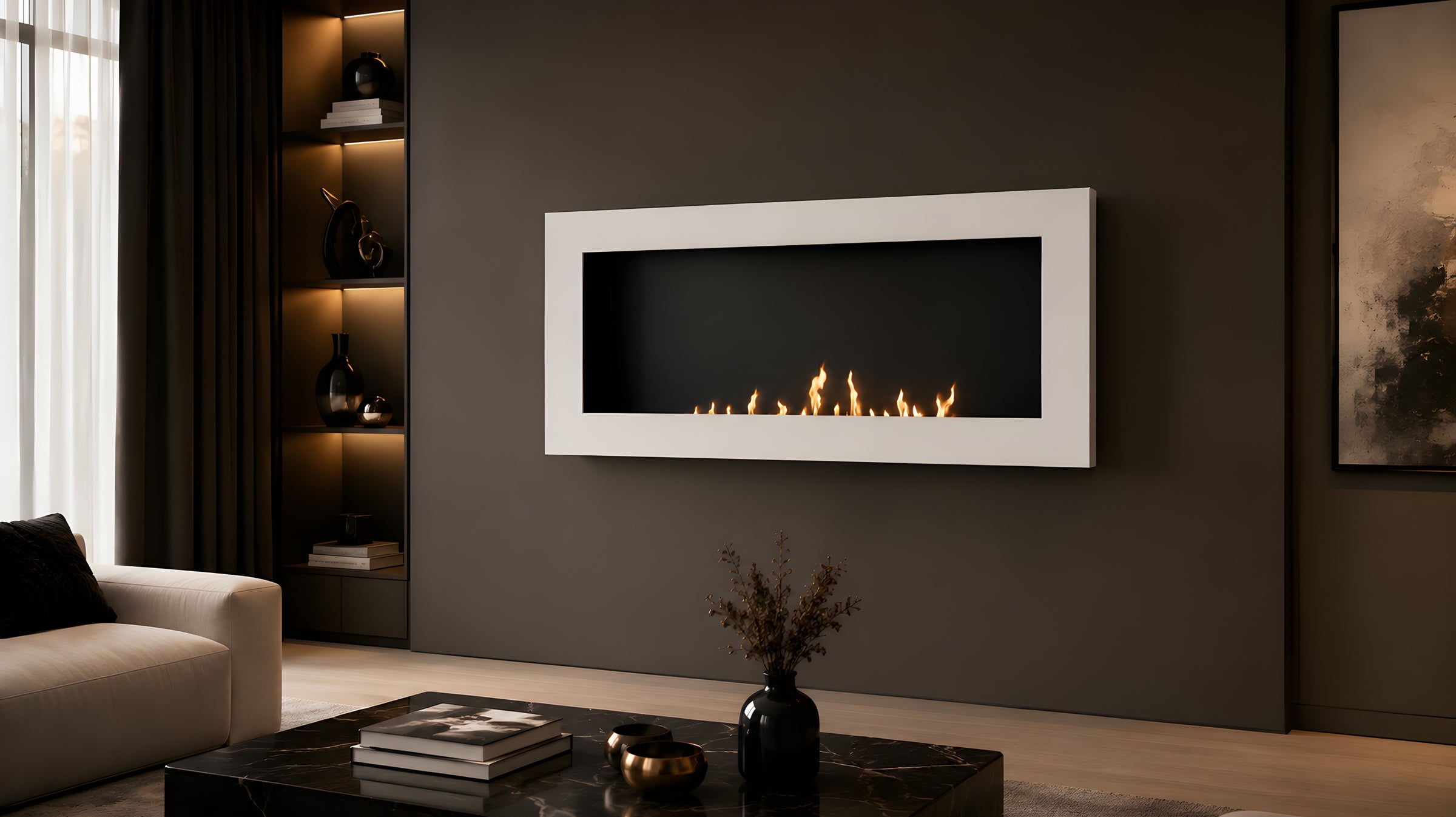 Rea Bio ethanol Inbouw - Wandhaard Wit 90 cm