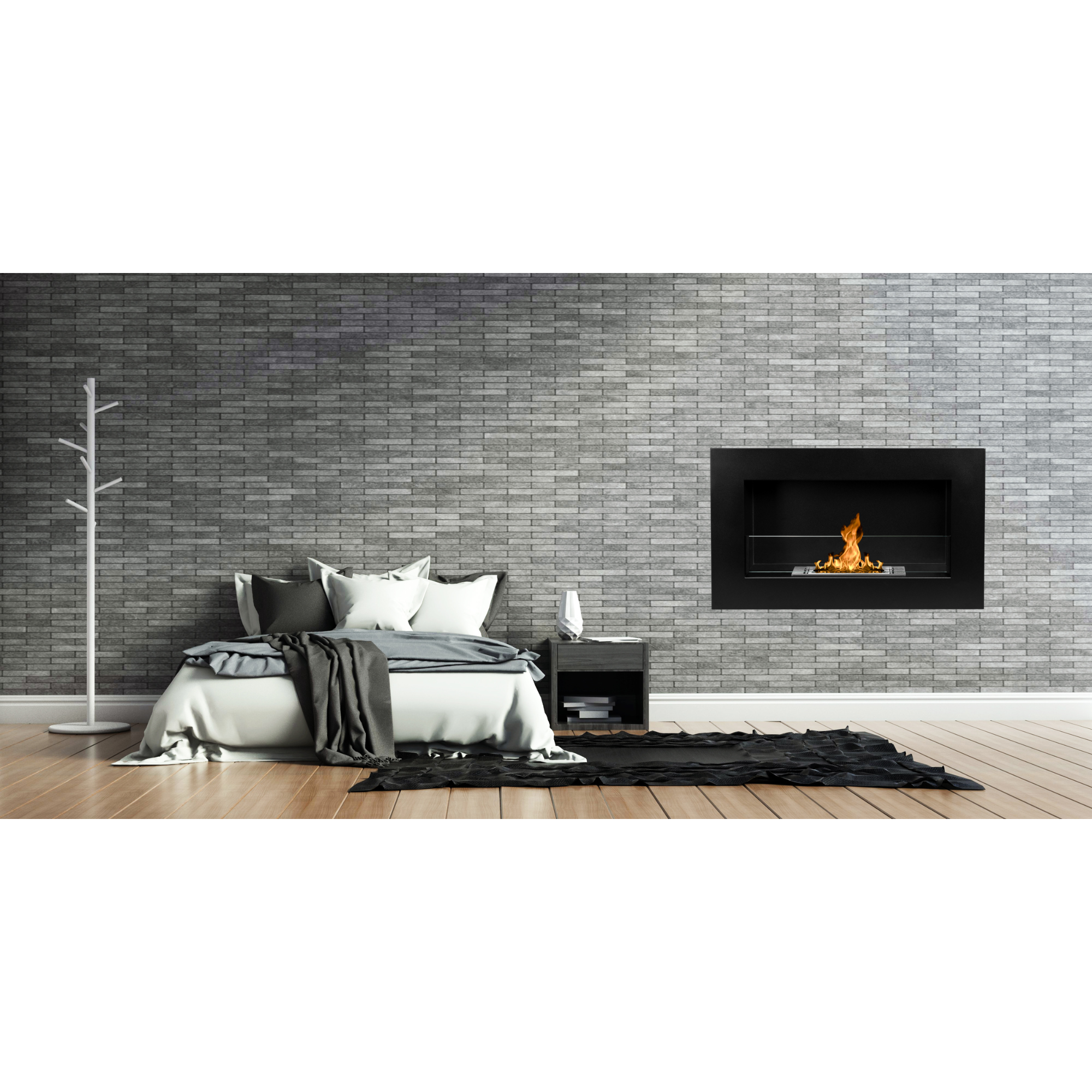 Rea Matte Black Bio Wall Fireplace 65 x 40 CM 
