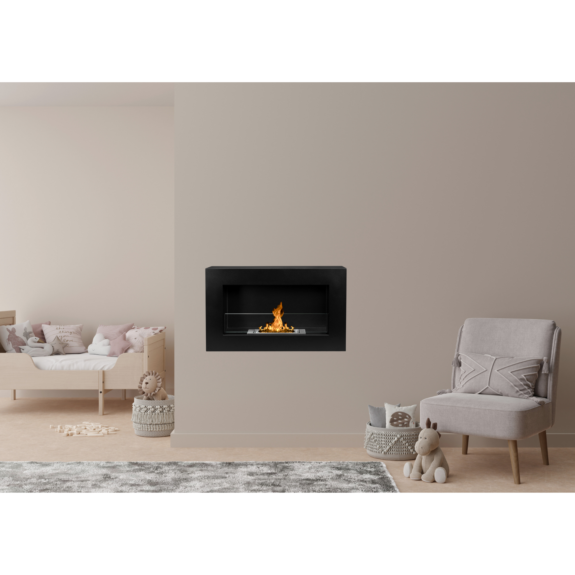 Rea Black Box Bio Wall Fireplace 65 x 40 CM