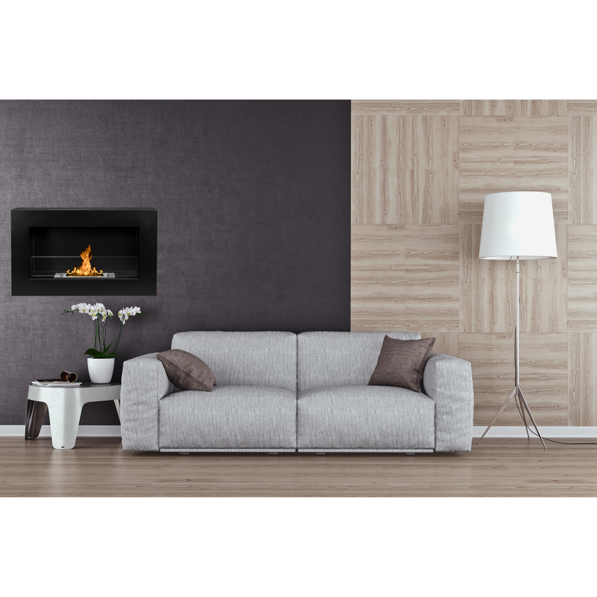 Rea Black Box Bio Wall Fireplace 65 x 40 CM