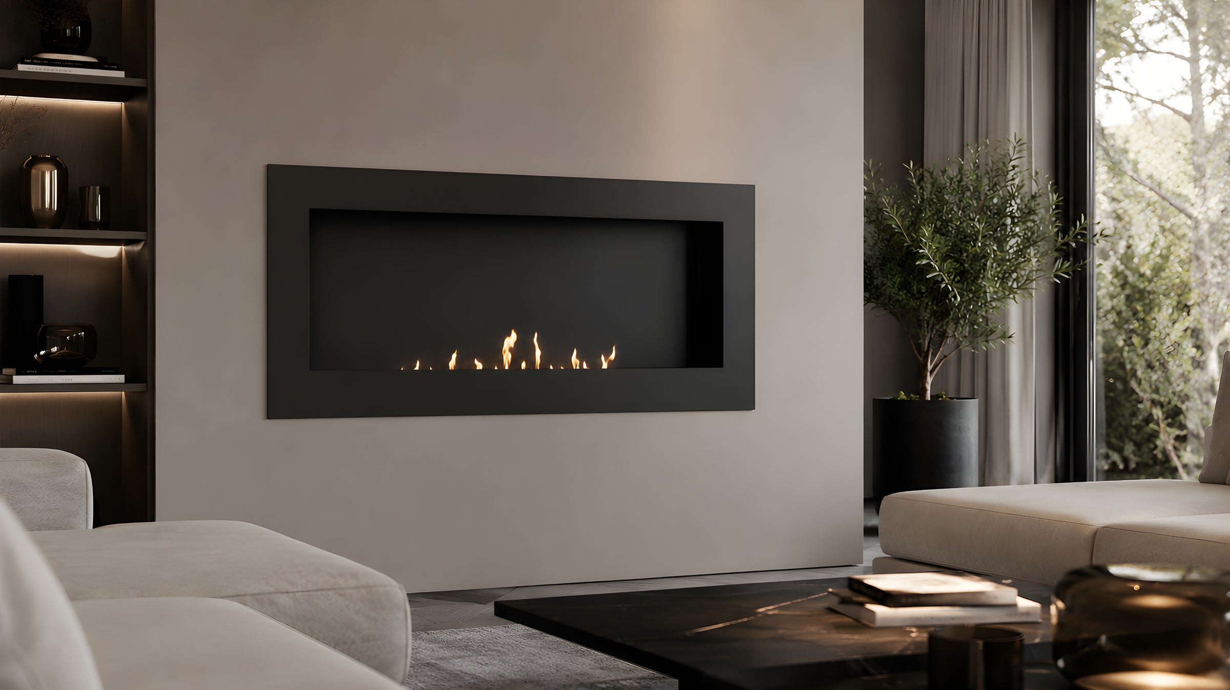 Rea Bio ethanol Inbouw - Wandhaard Zwart 90 cm