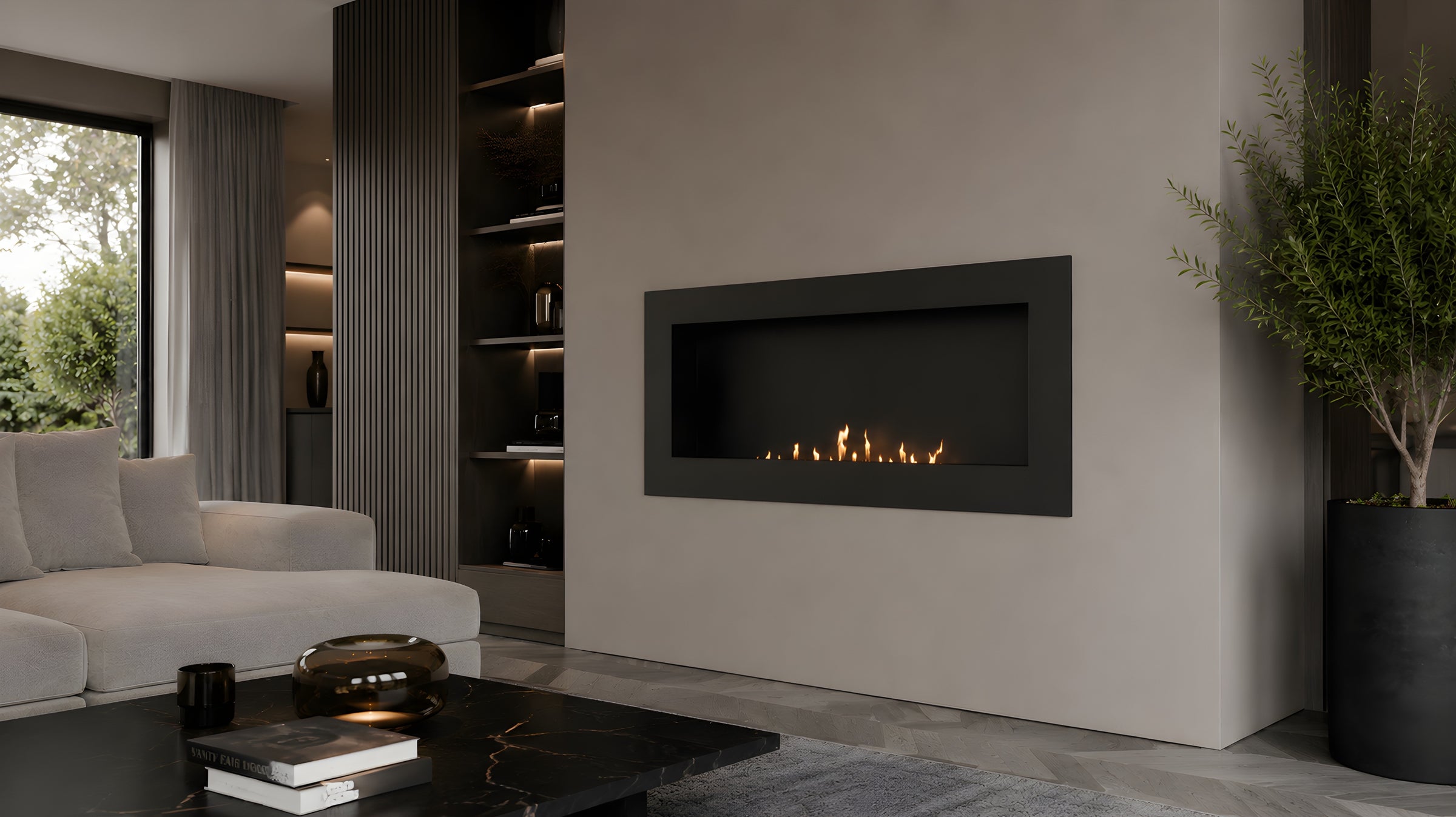 Rea Bio ethanol Inbouw - Wandhaard Zwart 90 cm