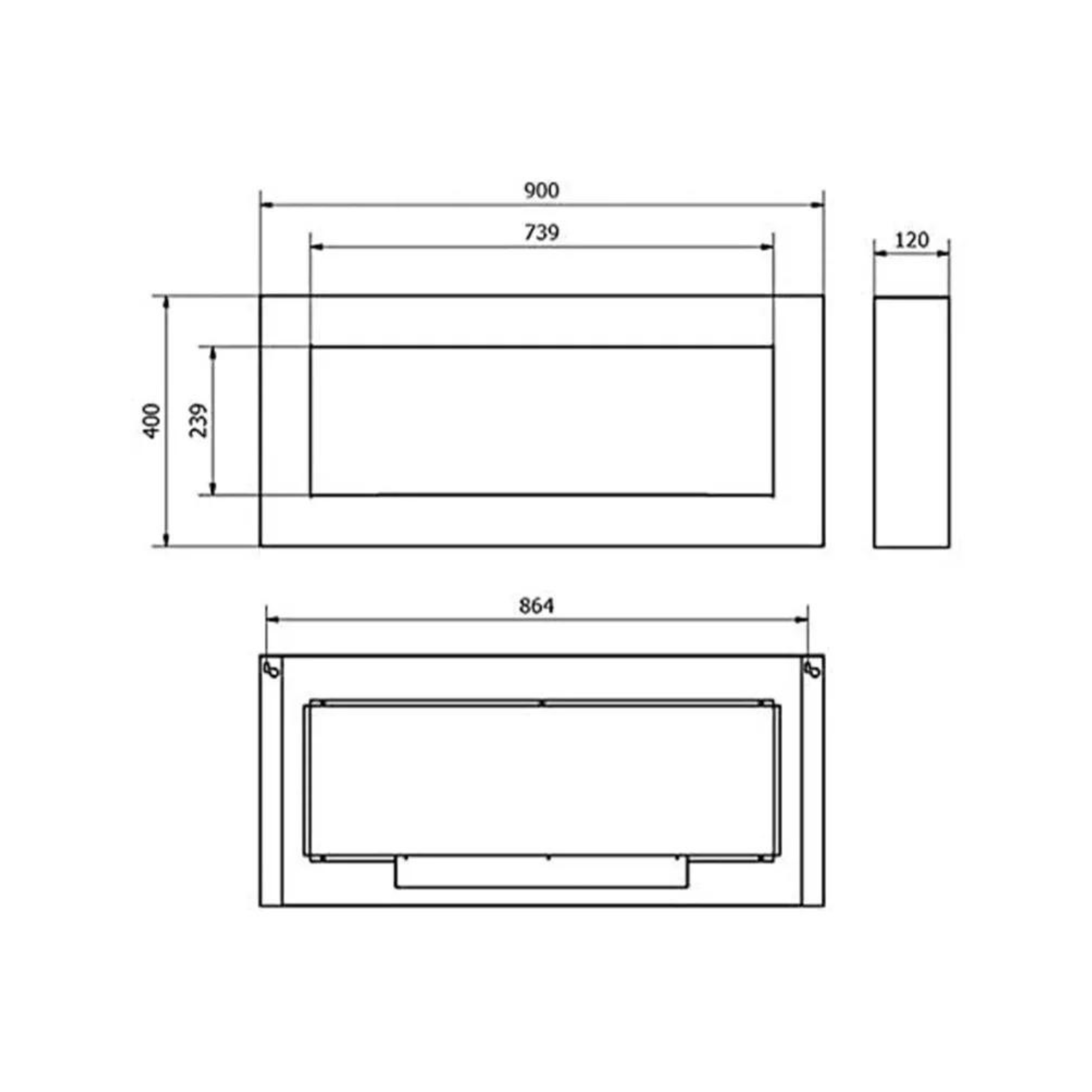 Reo Black Bio Wall Fireplace 90 x 40 CM