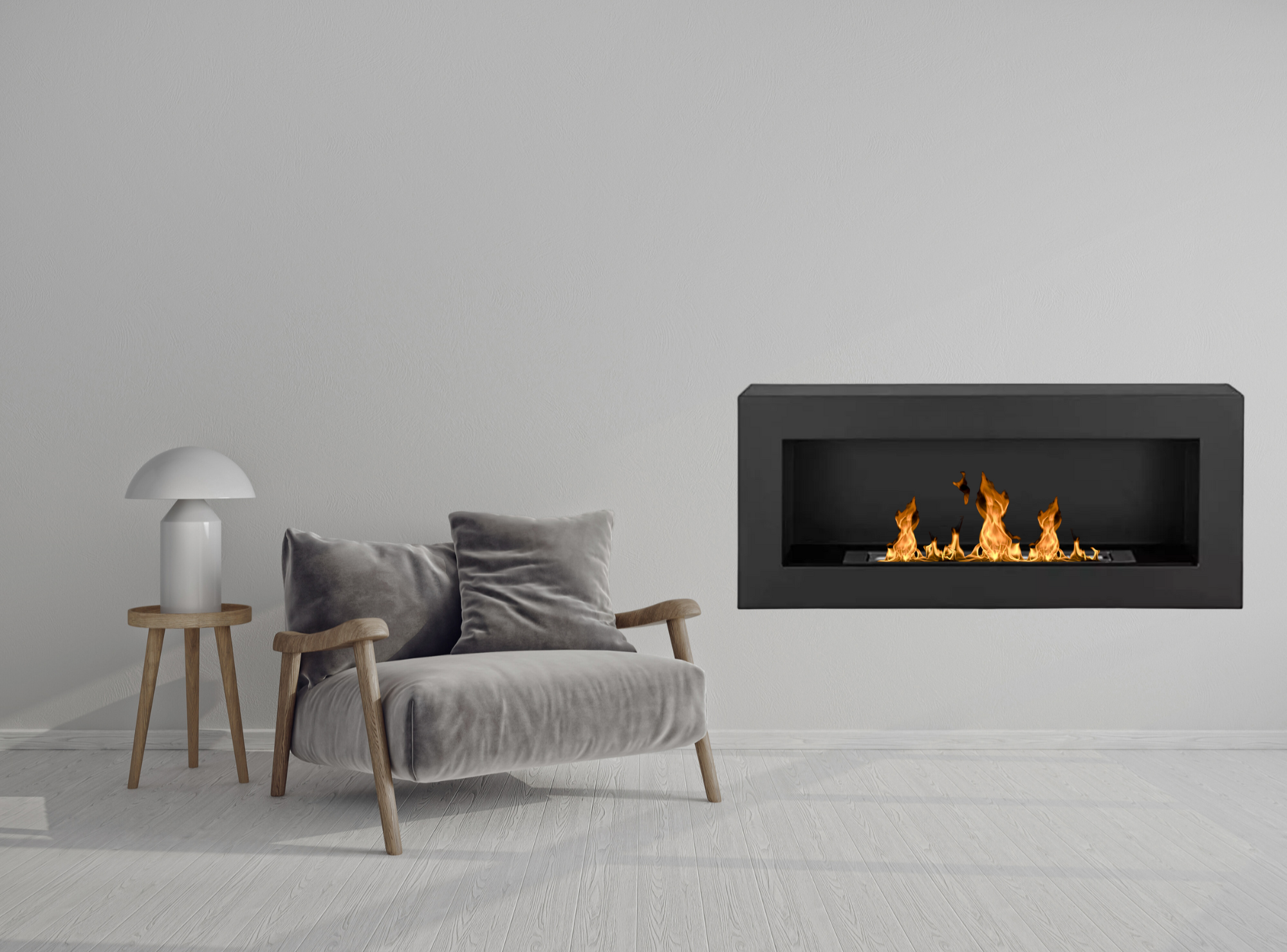 Reo Black Bio Wall Fireplace 90 x 40 CM