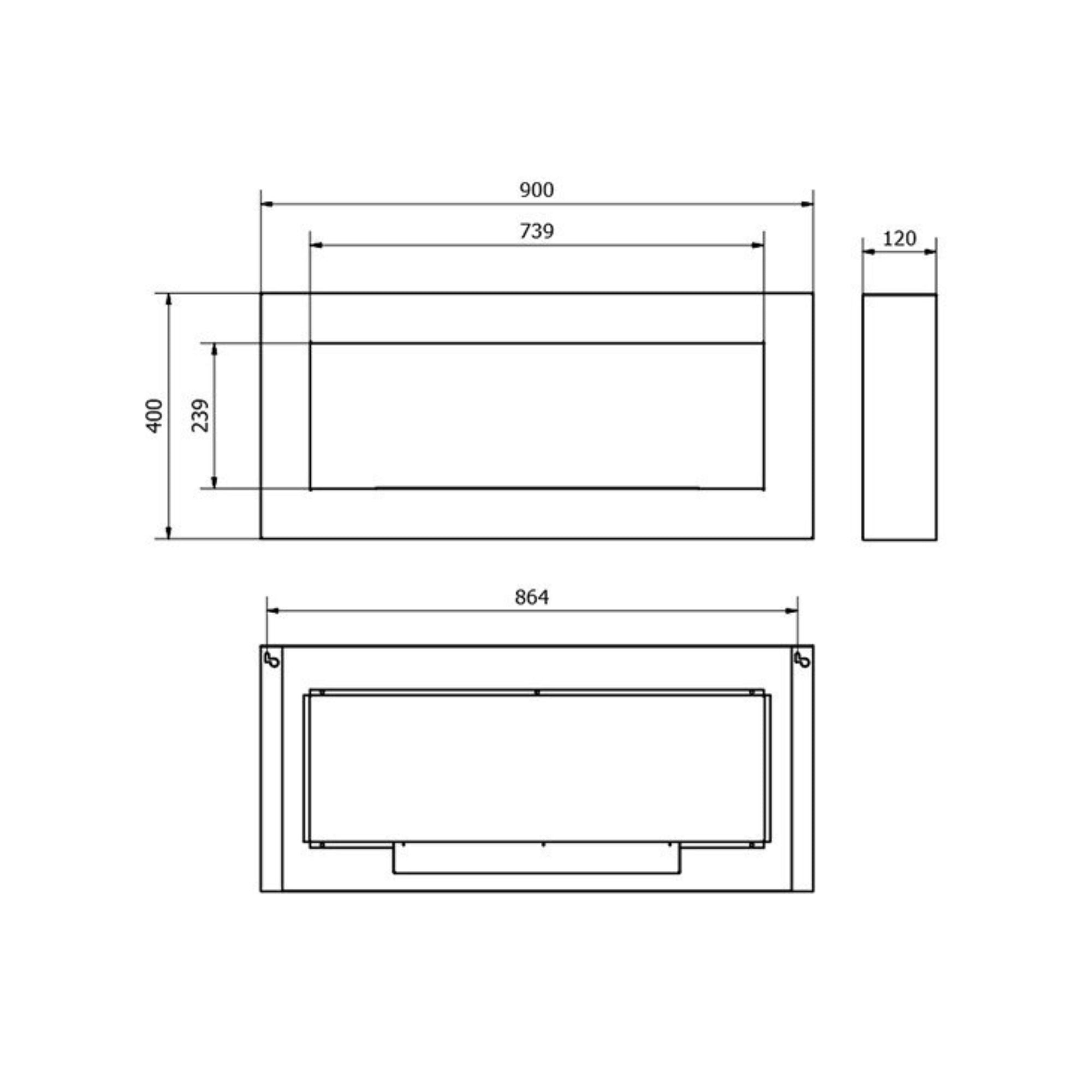 Reo BOX W Bio Ethanol Wandhaard 90 cm