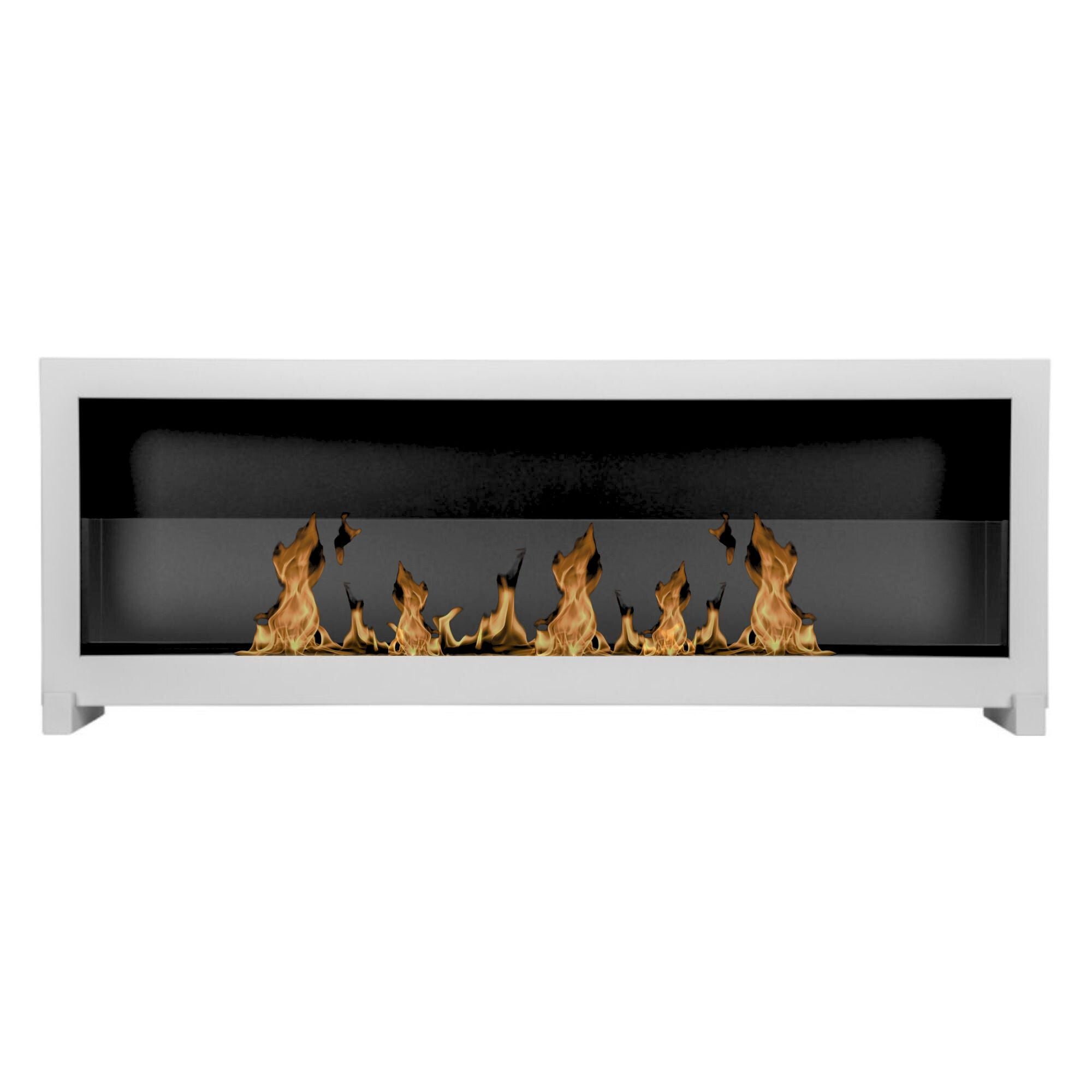 S - Line White Full BOX Wall Fireplace - Freestanding Bio-Ethanol 120 x 40 CM With Glass