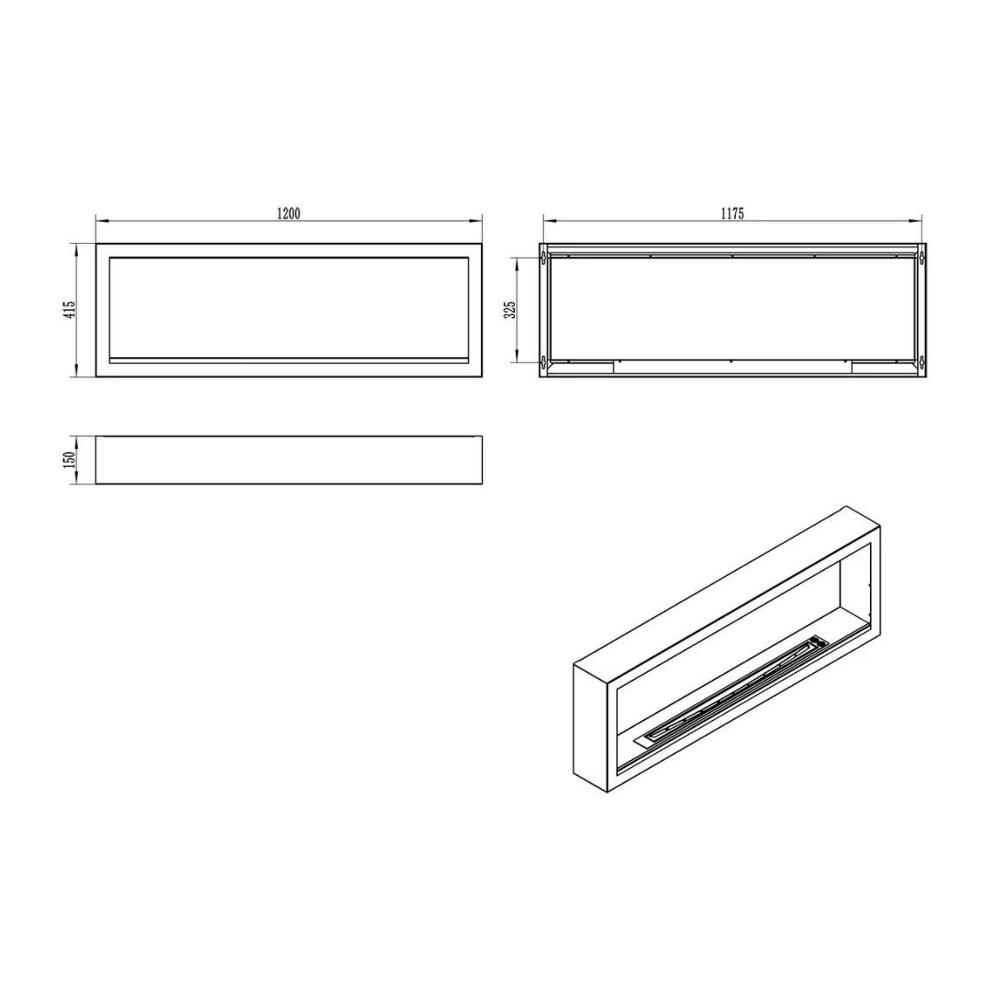 S-line W Bio Ethanol Wandhaard 120 cm
