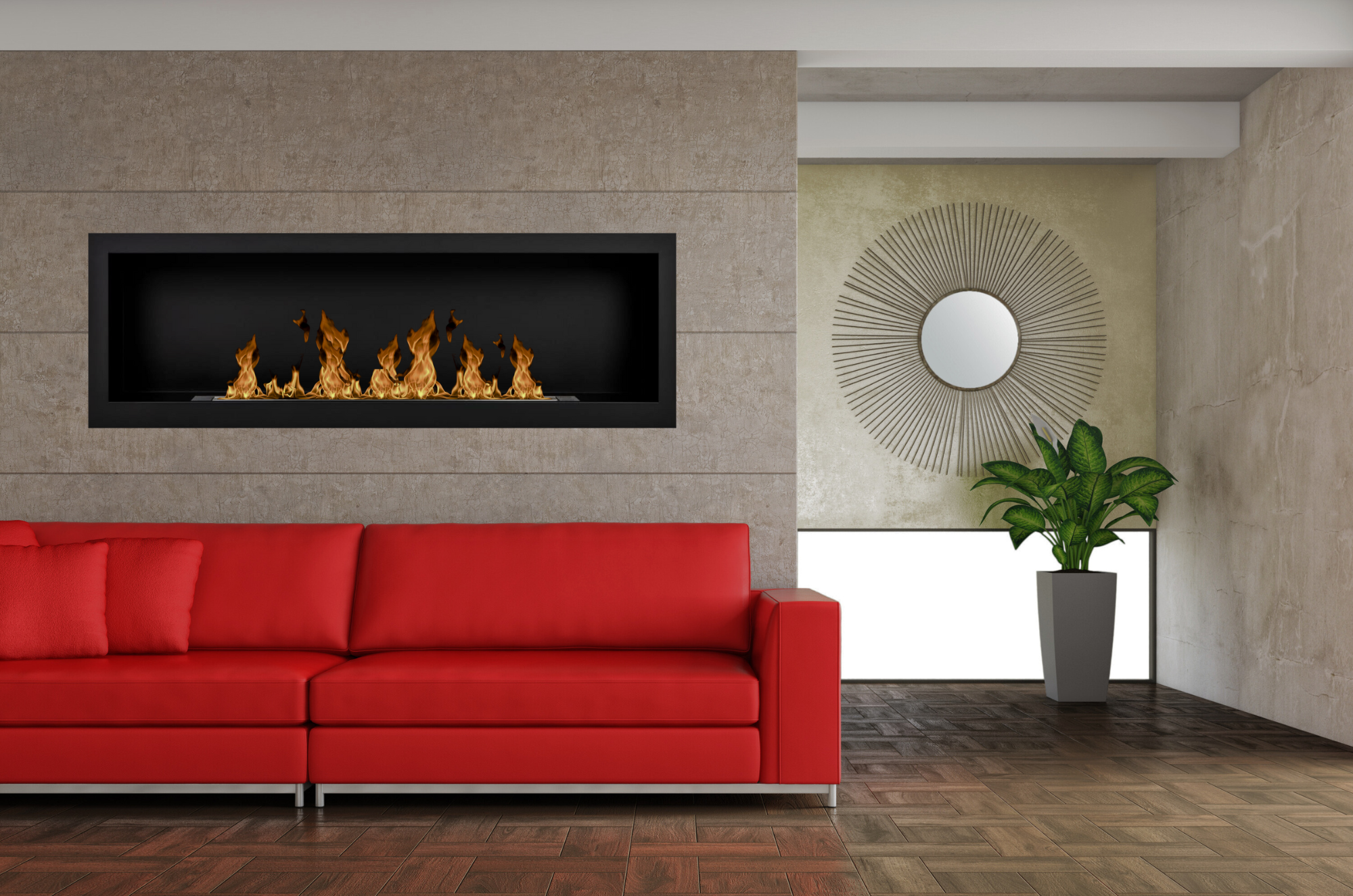 S - Line Black Full BOX Bio-Ethanol Wall Fireplace 120 x 40 CM
