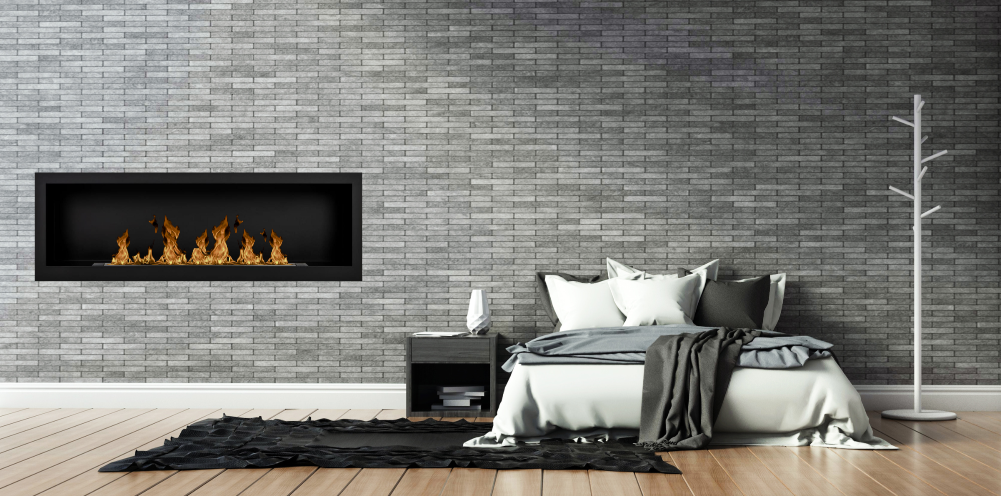 S - Line Black Full BOX Bio-Ethanol Wall Fireplace 120 x 40 CM