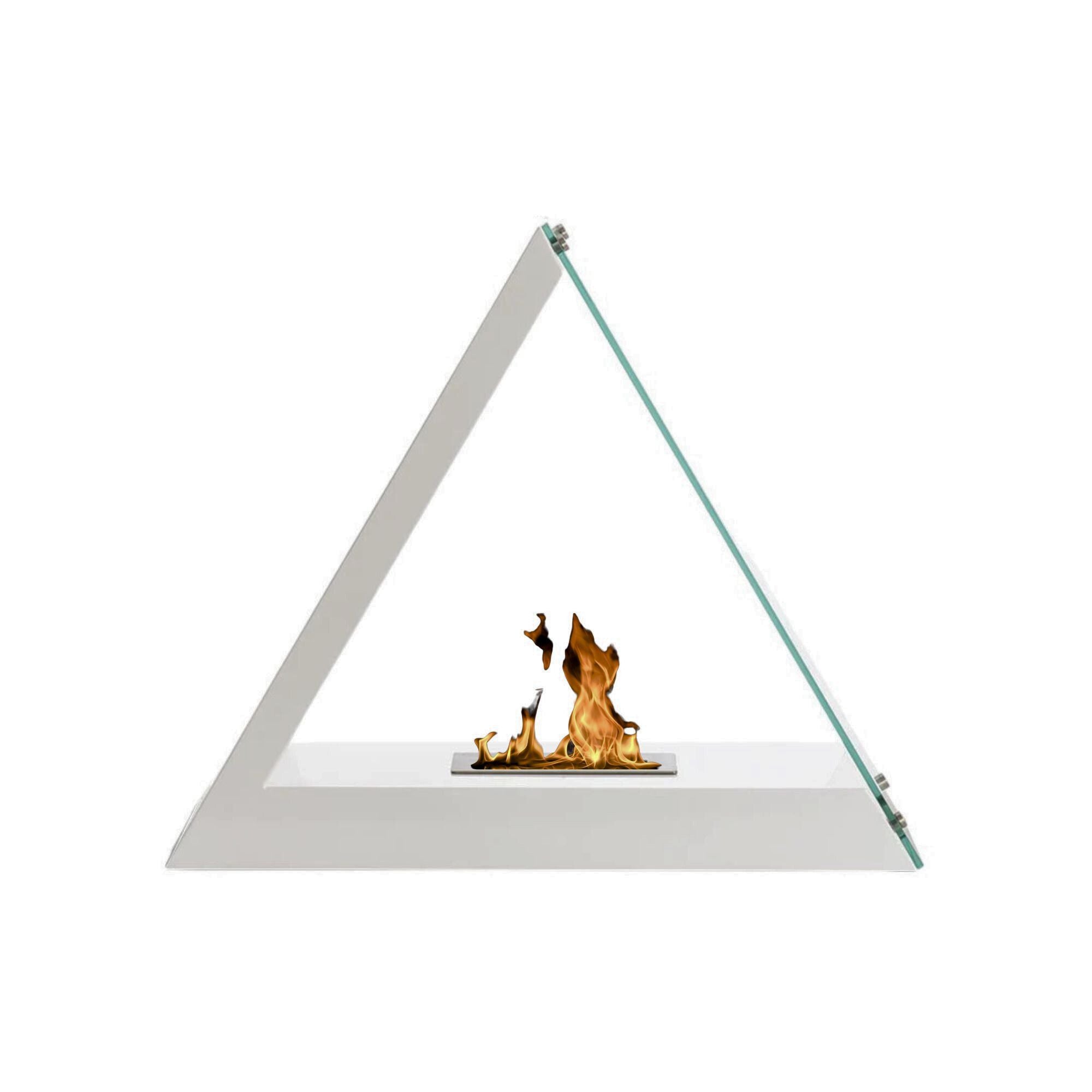 Shepo Pyramid White Bio-Ethanol Freestanding Fireplace