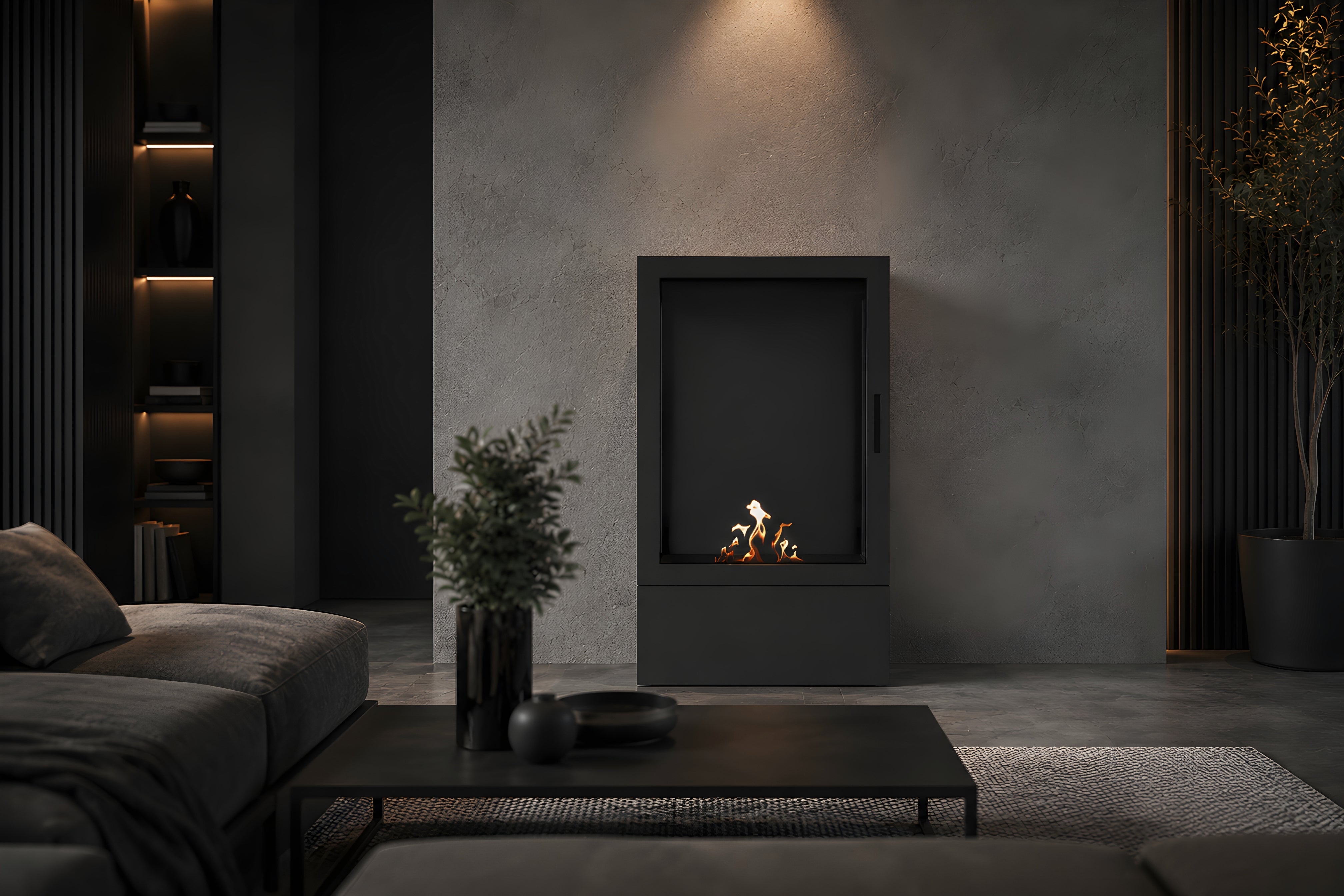 Sien Verticale Vrijstaande Haard Volle Glas H120 cm