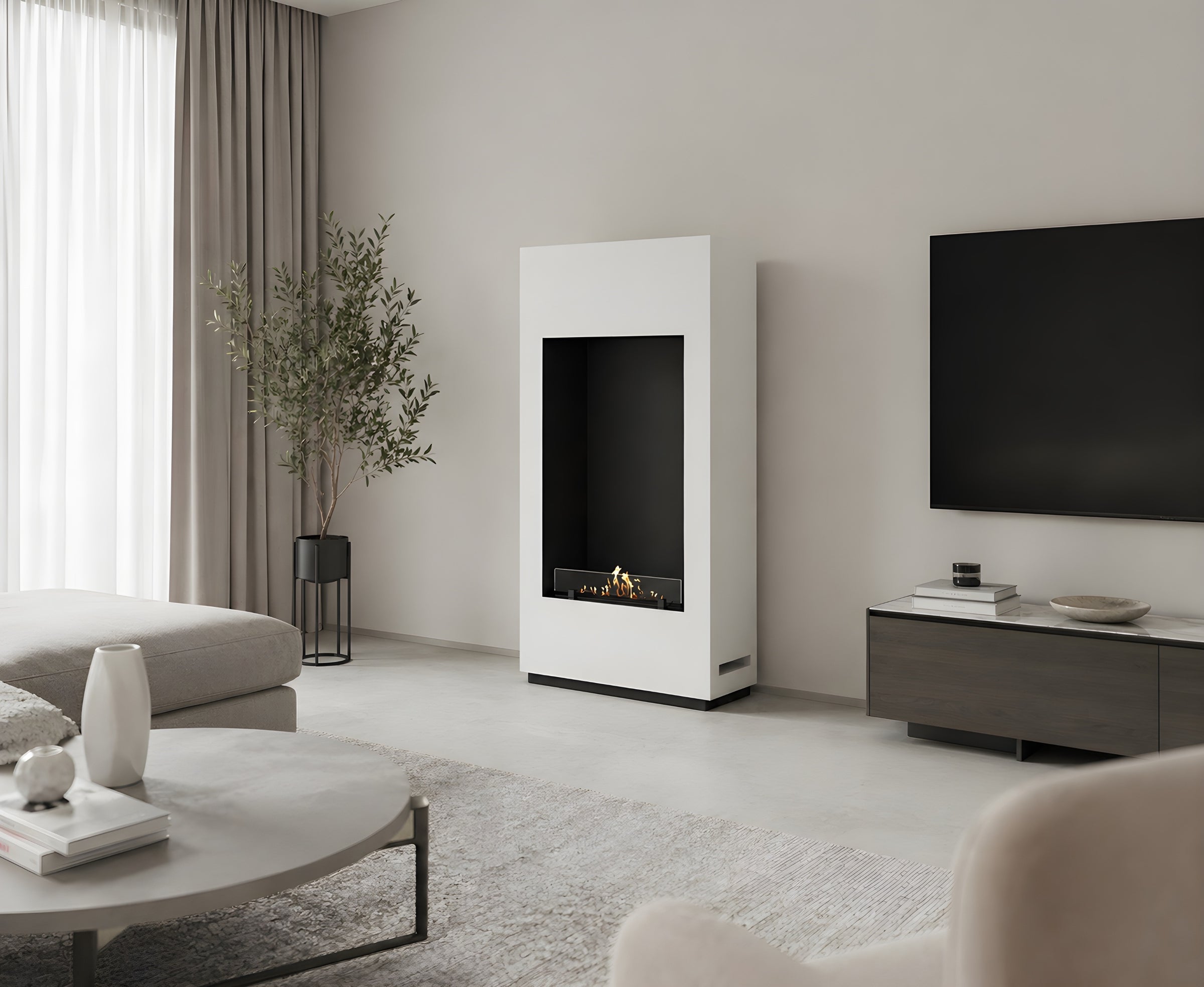 Soho Vertical Bio Ethanol Vrijstaand Haard Wit H120 cm
