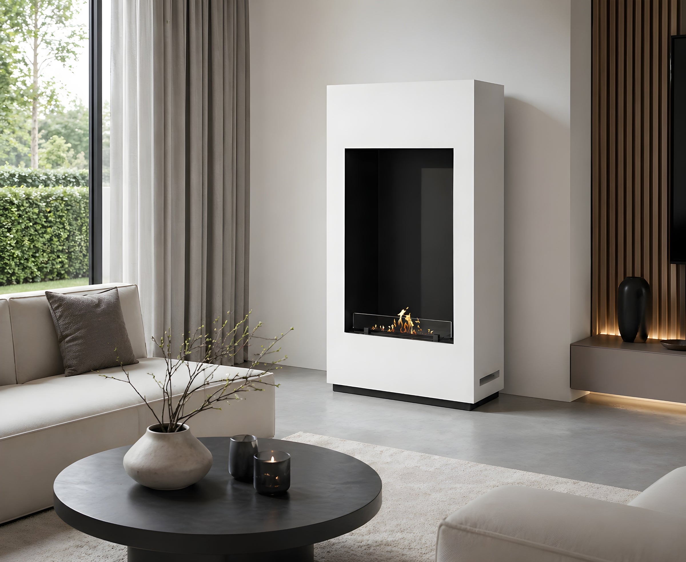 Soho Vertical Bio Ethanol Vrijstaand Haard Wit H120 cm