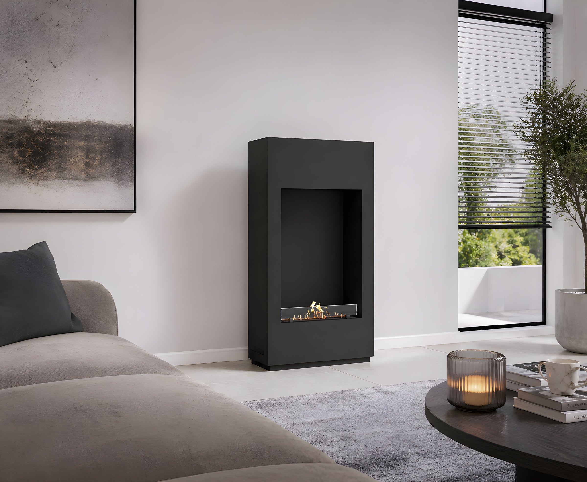 Soho Vertical Bio Ethanol Vrijstaand Haard Zwart H120 cm