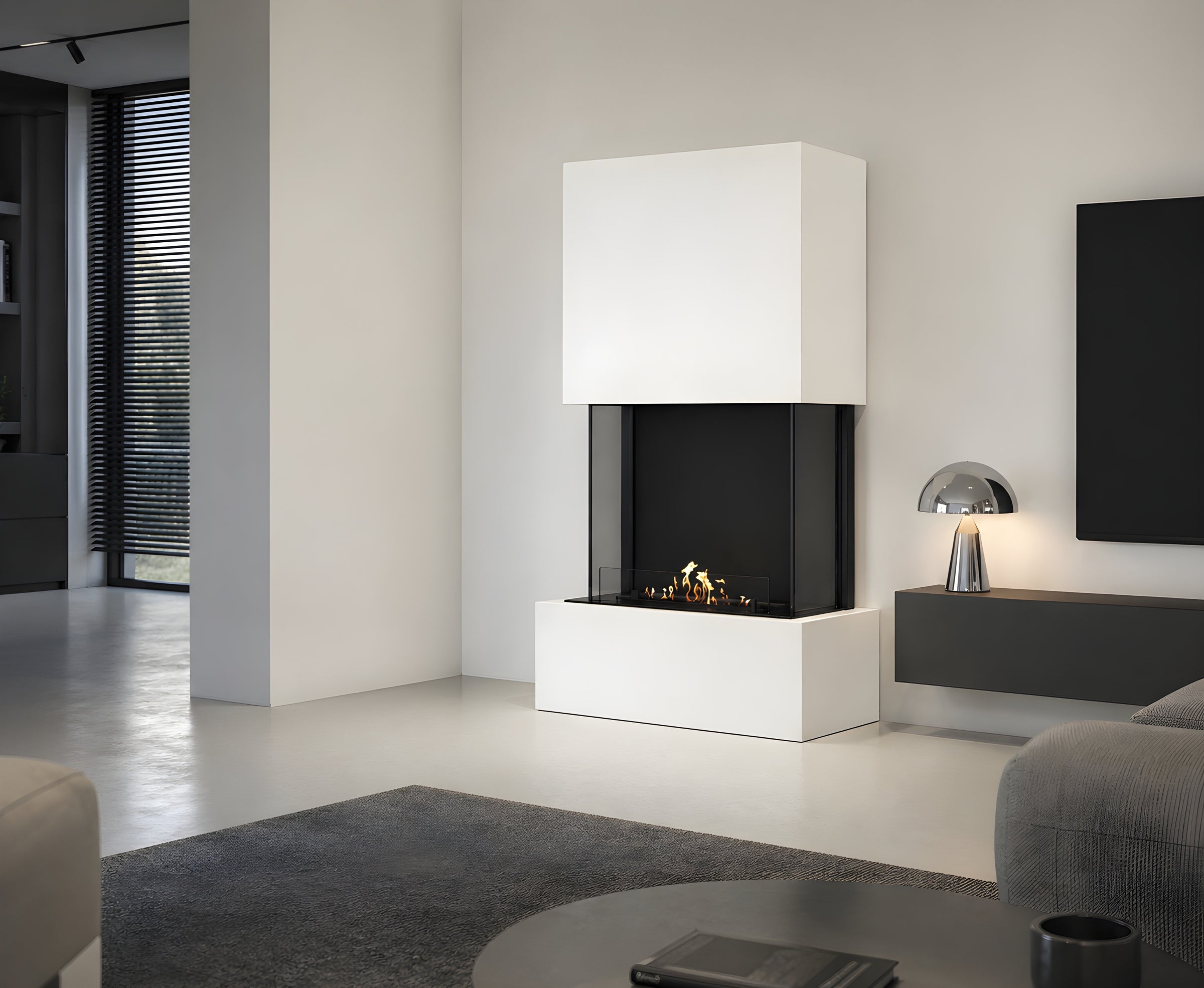 Sure Bio Ethanol Vrijstaand Haard Wit H200 cm