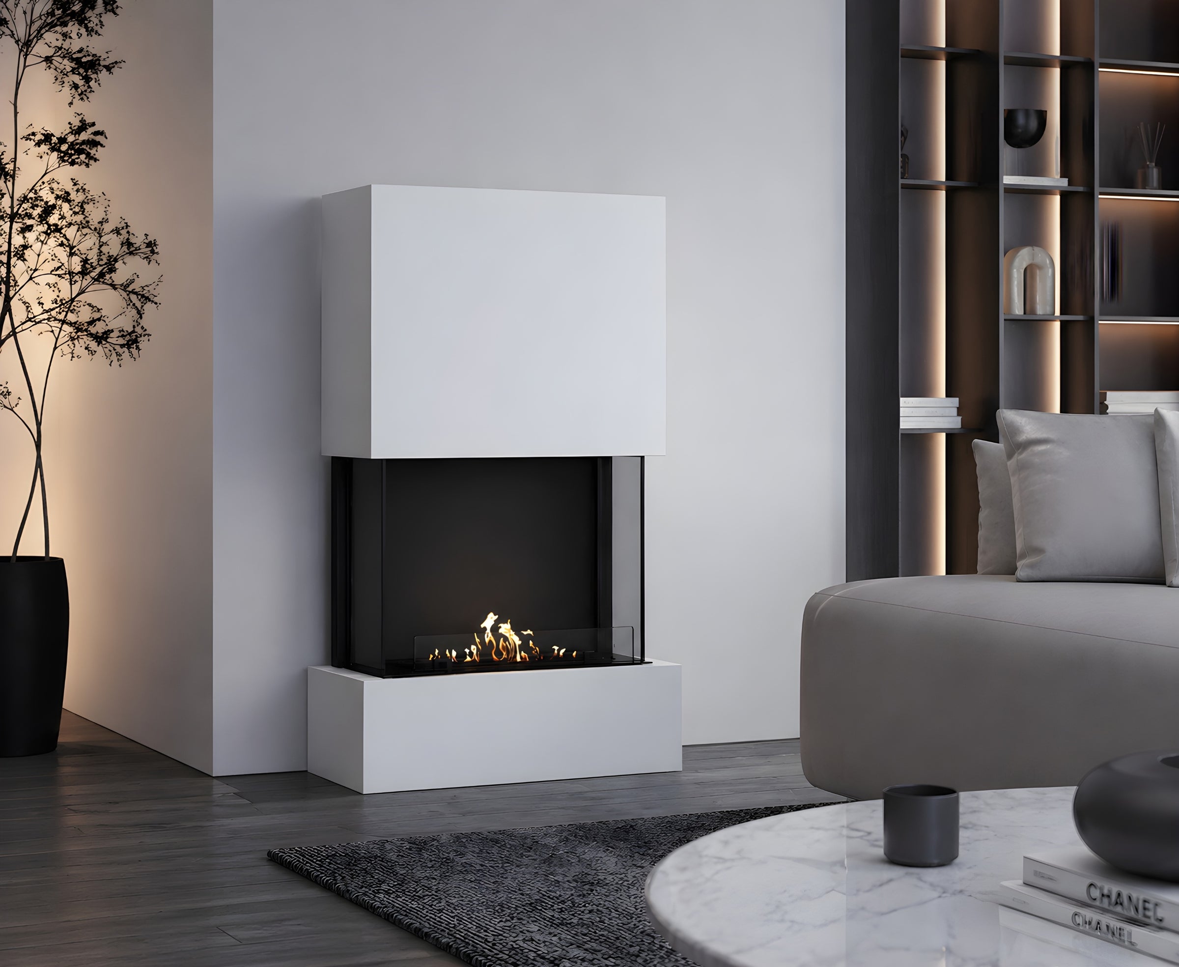 Sure Bio Ethanol Vrijstaand Haard Wit H200 cm