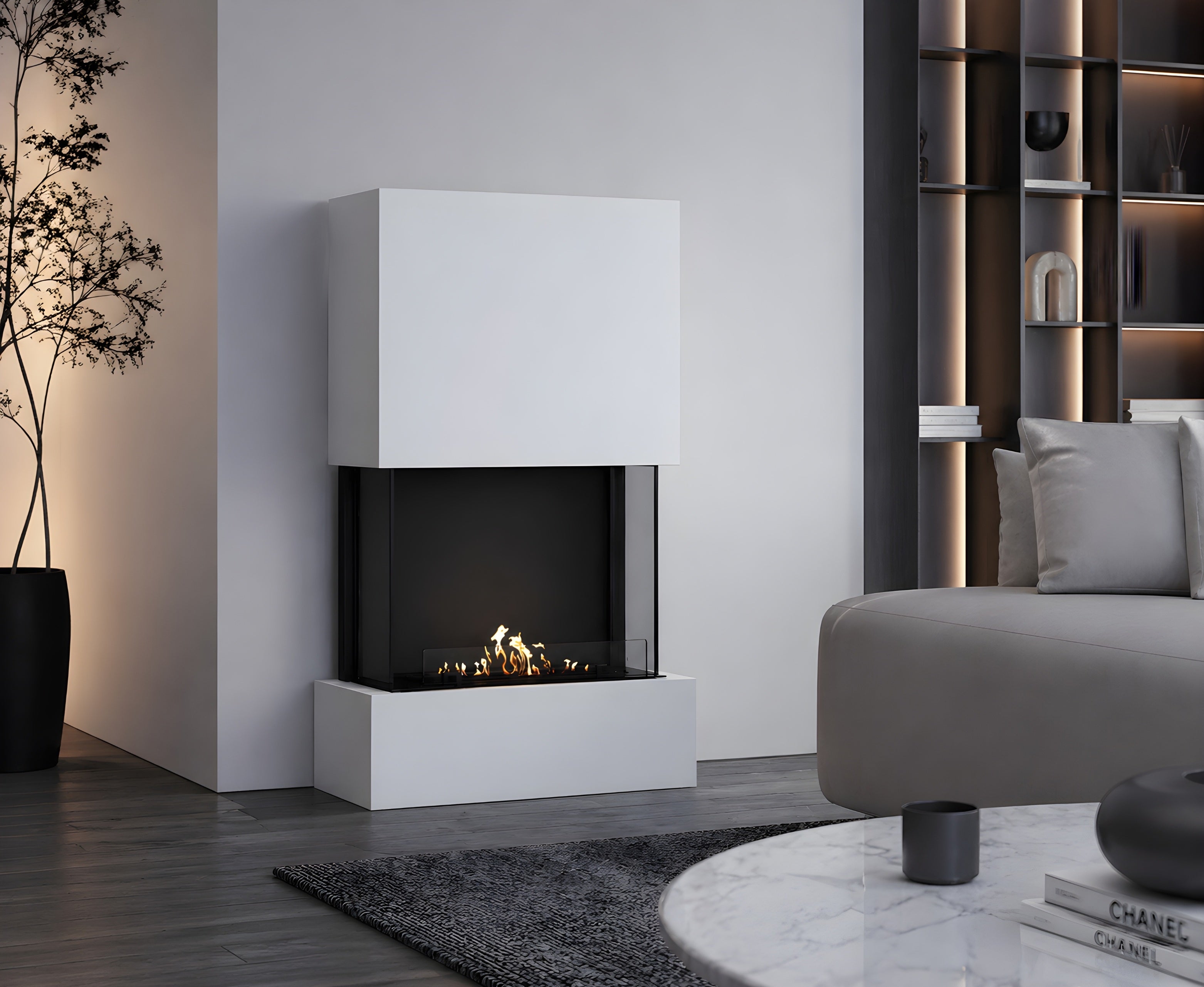 Sure Bio Ethanol Vrijstaand Haard Wit H200 cm